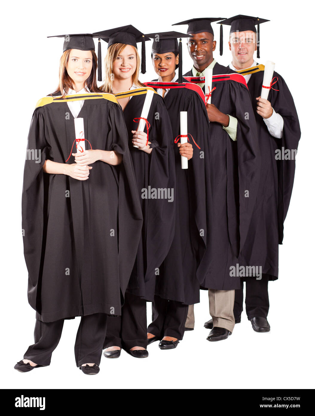 Groupe de diplômés portrait on white Banque D'Images