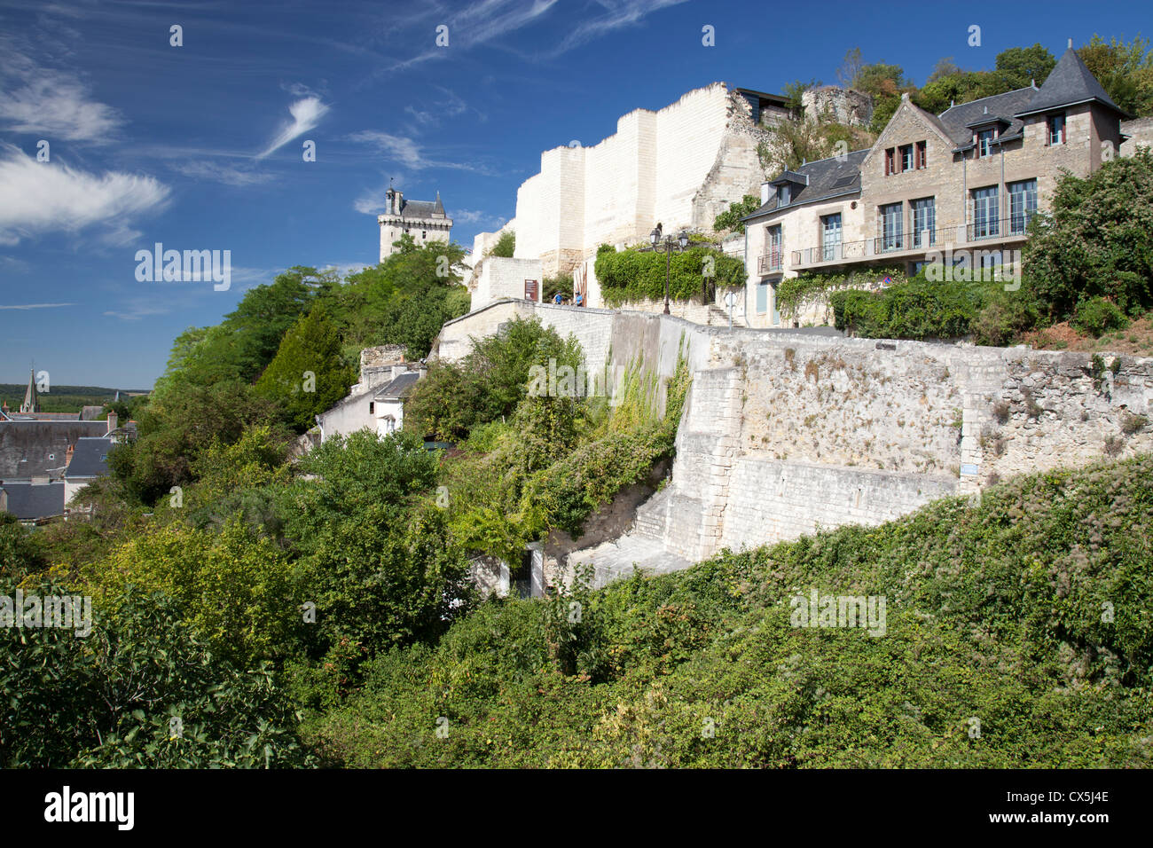 Les remparts et le Château de Chinon, dans la vallée de la Vienne, dans la région de la Loire en France Banque D'Images