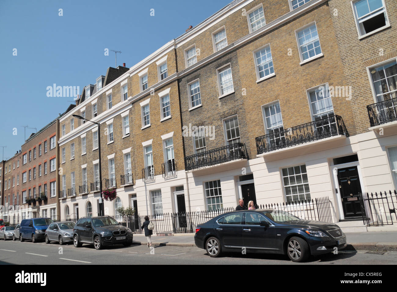 Vue générale le long de la rue Ebury Street, City of Westminster, London, W1, au Royaume-Uni. Banque D'Images