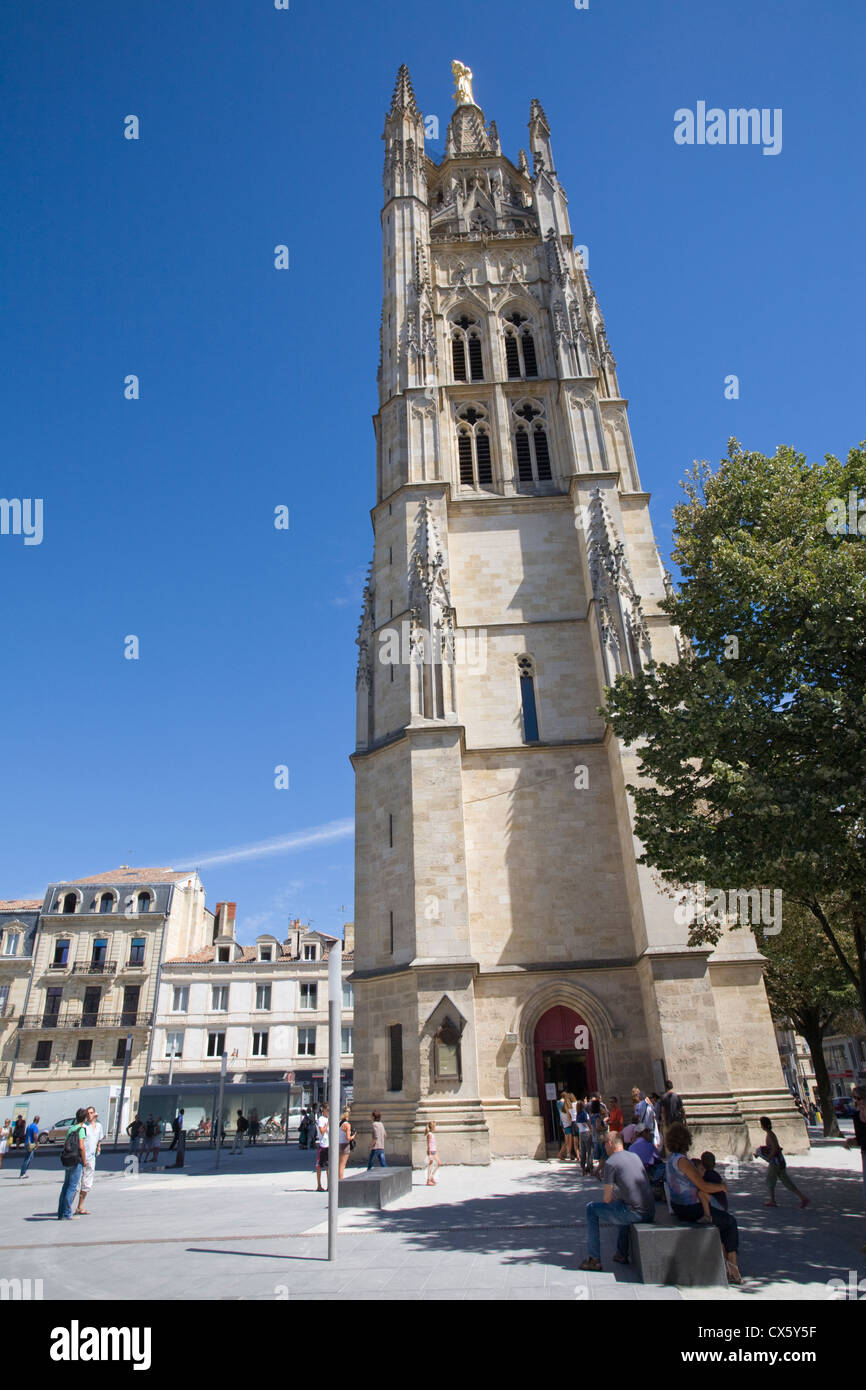 D''Pay-Berland, Bordeaux, France. 50m de haut beffroi du 15e siècle. Banque D'Images