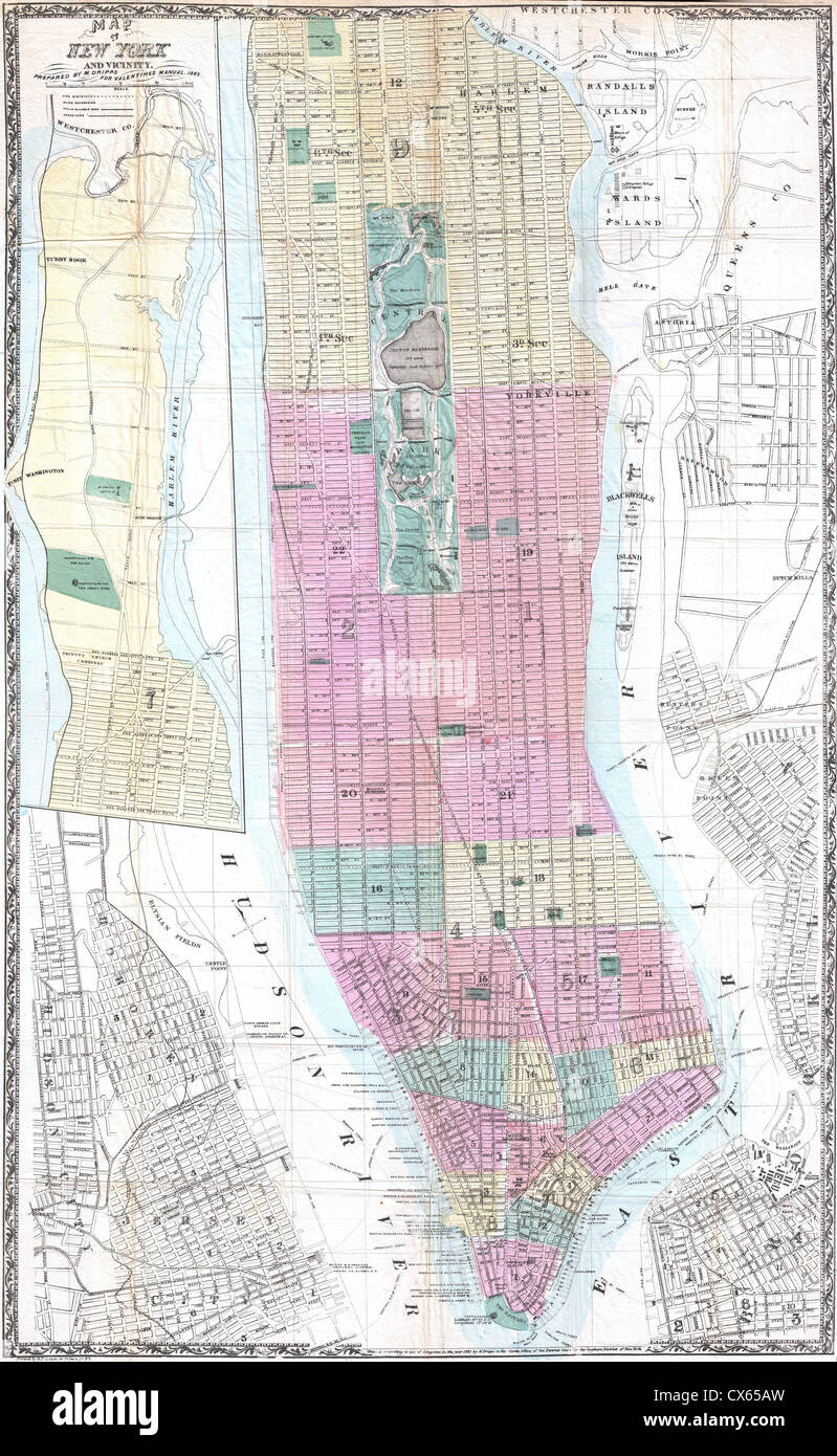 Didier noyé 1865 Plan de New York City Banque D'Images