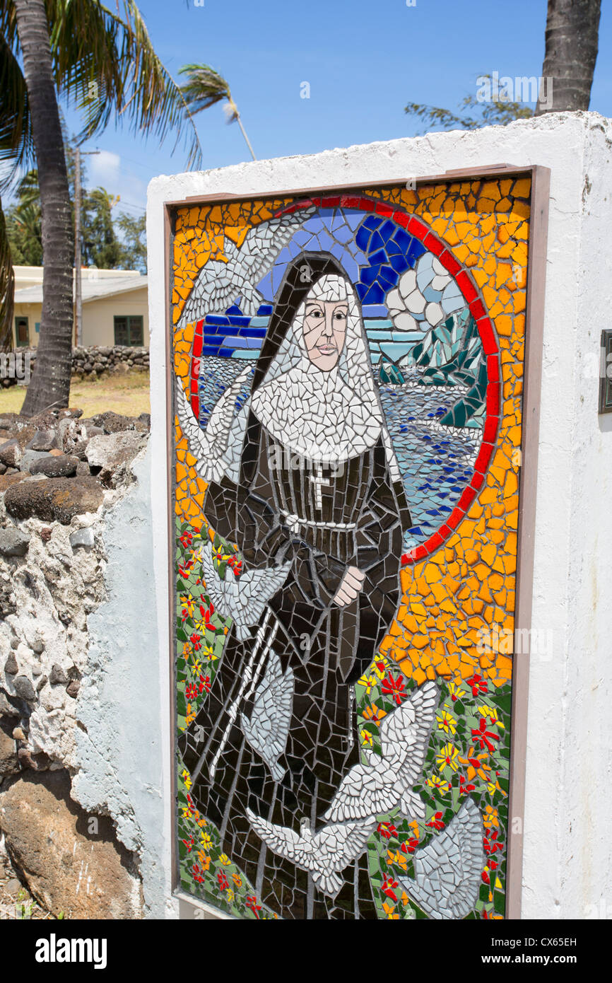 Église Saint François, la ville de Kalaupapa, Péninsule de Kalaupapa, Molokai, Hawaï Banque D'Images