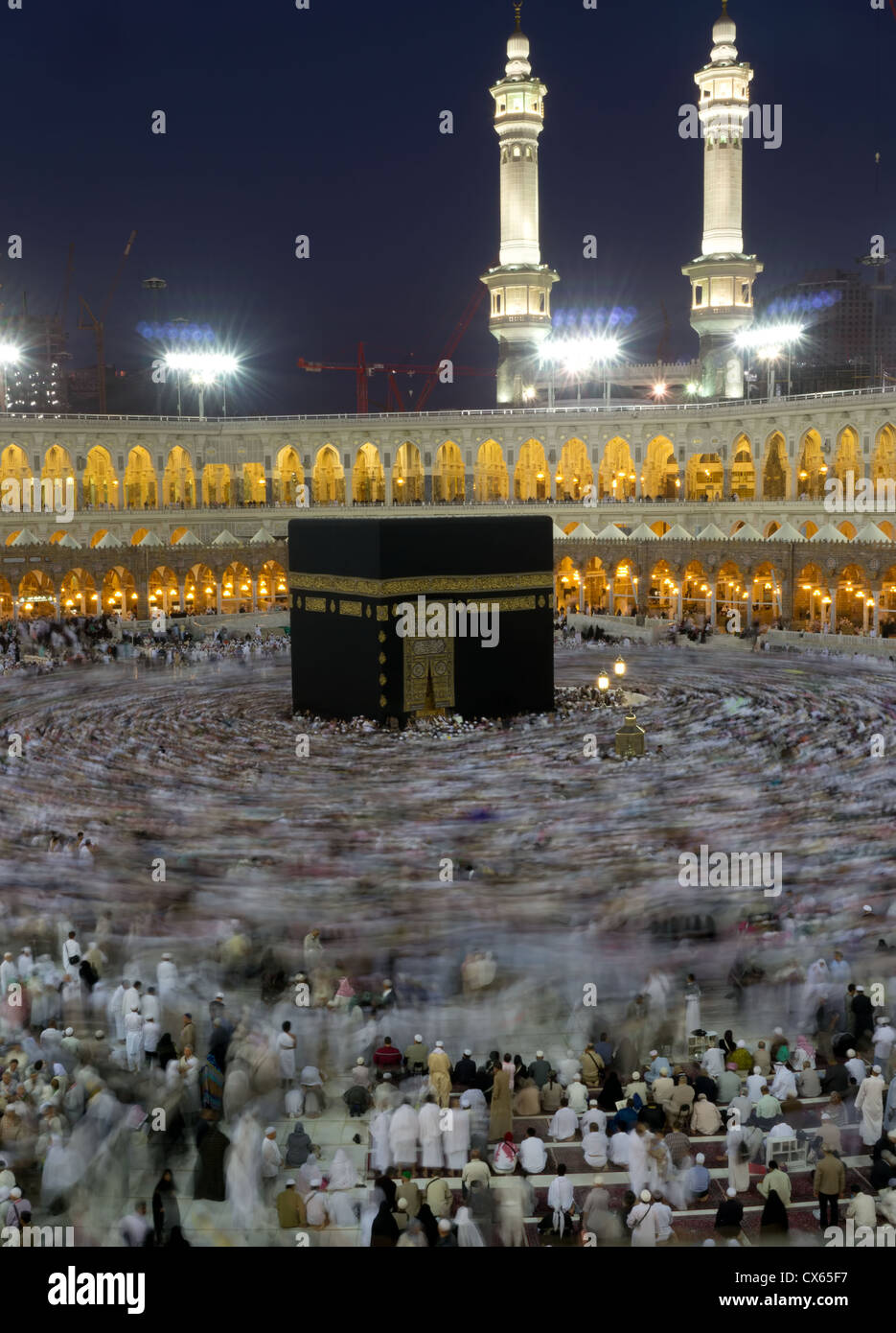 Les pèlerins de la Kaaba à circumambulate Masjidil haram) en février 2010, à La Mecque, Arabie saoudite. Banque D'Images