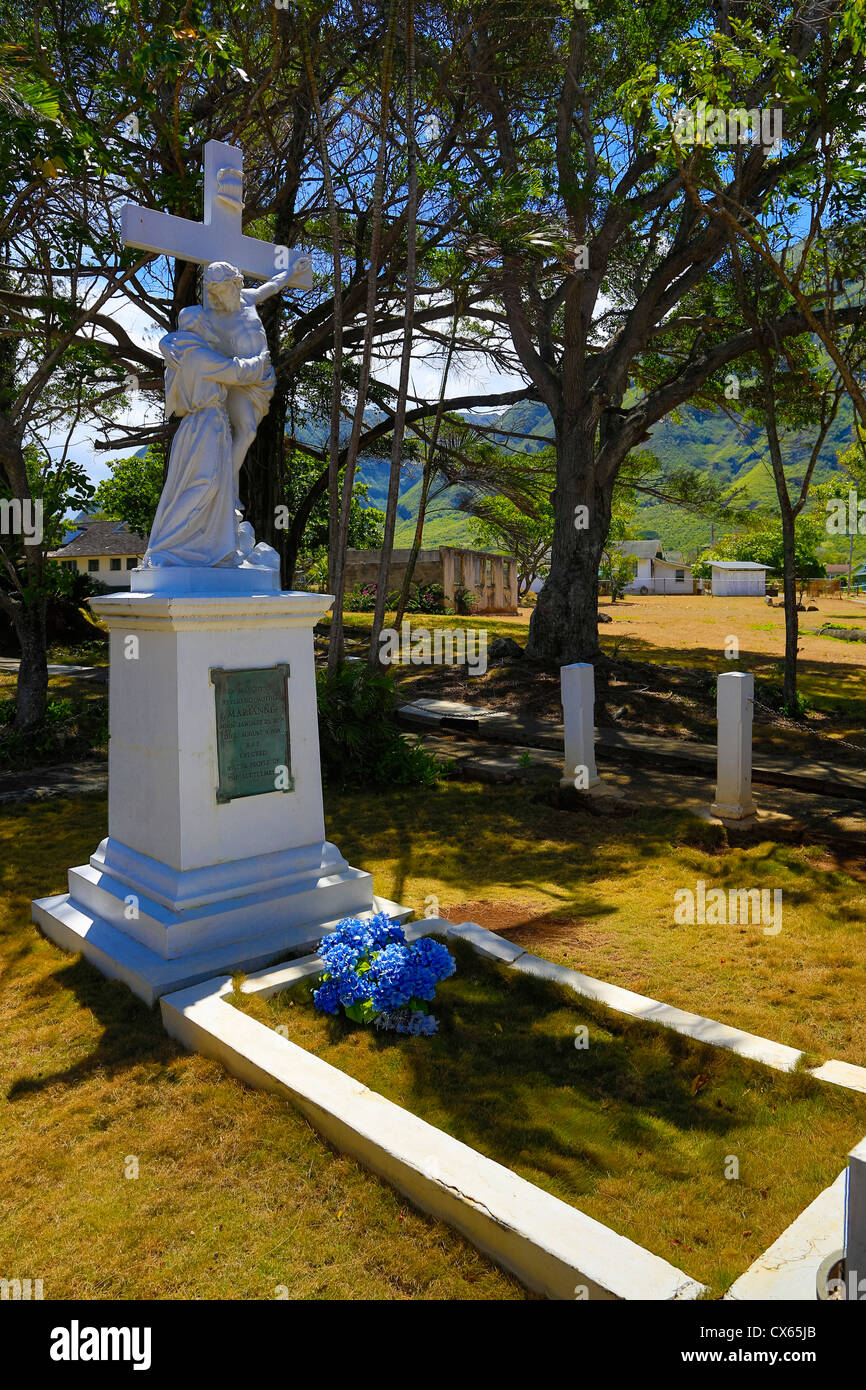 Mère Marianne Cope, tombe, la péninsule de Kalaupapa, Molokai, Hawaï Banque D'Images