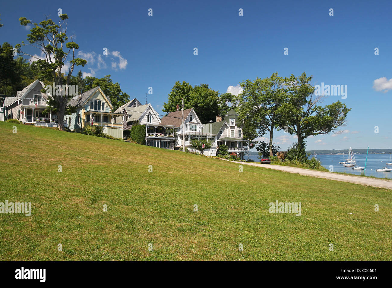 Les chalets au bord de l'eau à Northport, Maine Banque D'Images