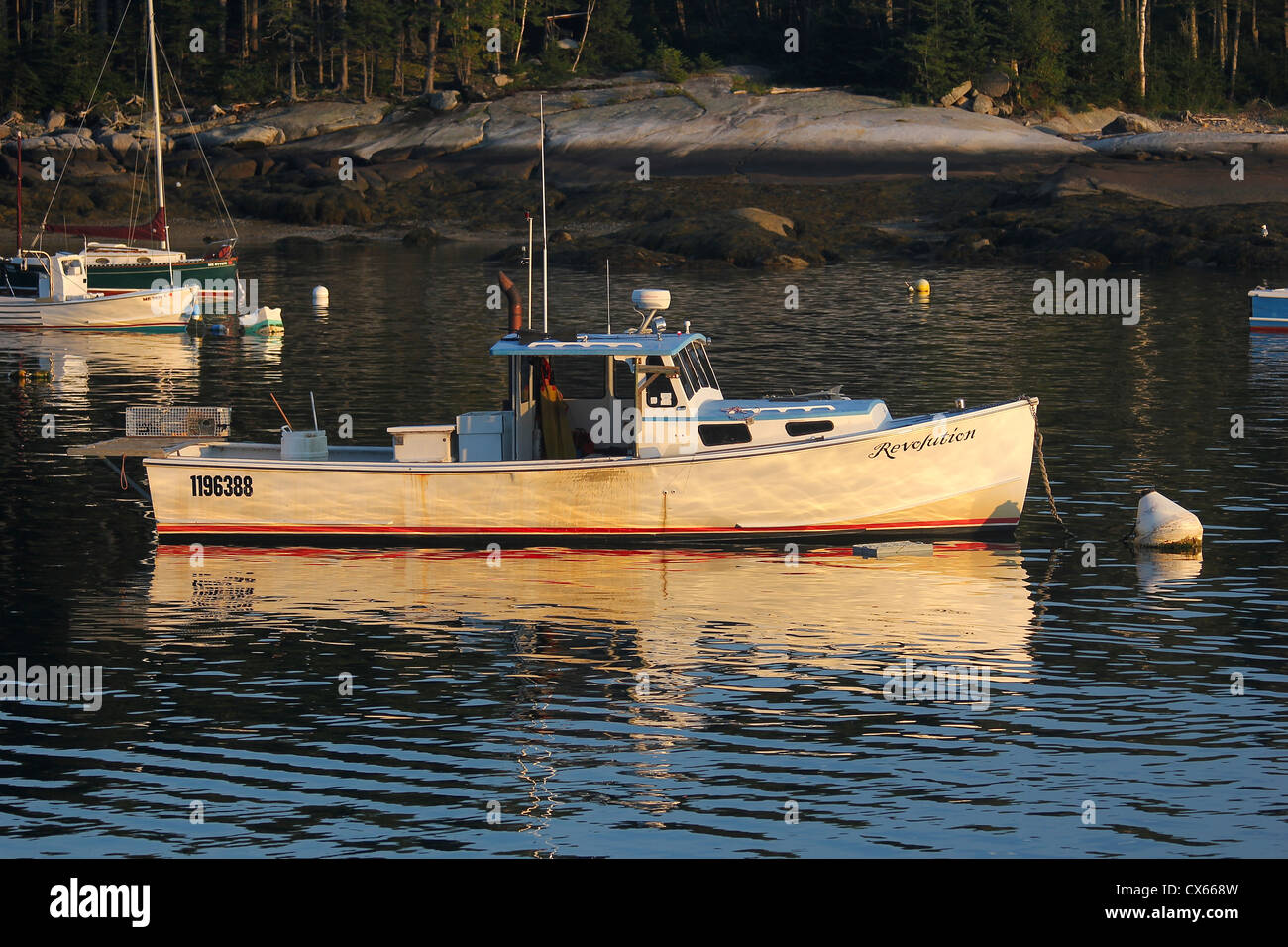 Un bateau de pêche à Spruce Head, South Thomaston, Maine Banque D'Images