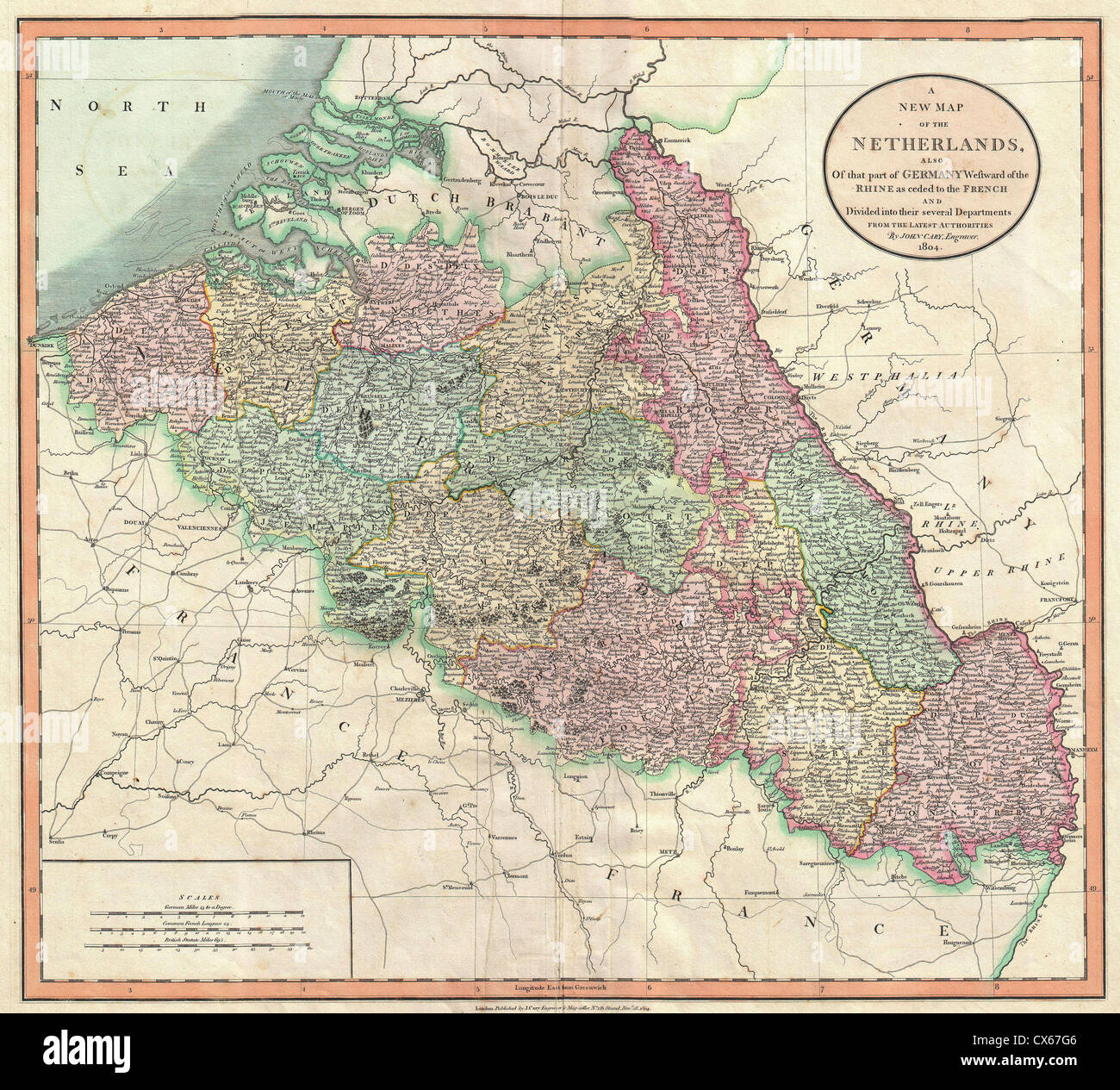 1804 Cary Carte de Belgique et Luxembourg Banque D'Images