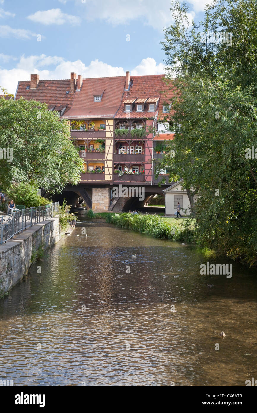 Pont des Marchands, Erfurt, Thuringe, Allemagne Banque D'Images