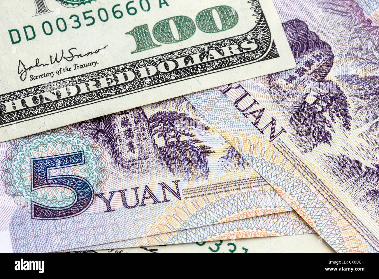Usd et le yuan chinois libre Banque D'Images