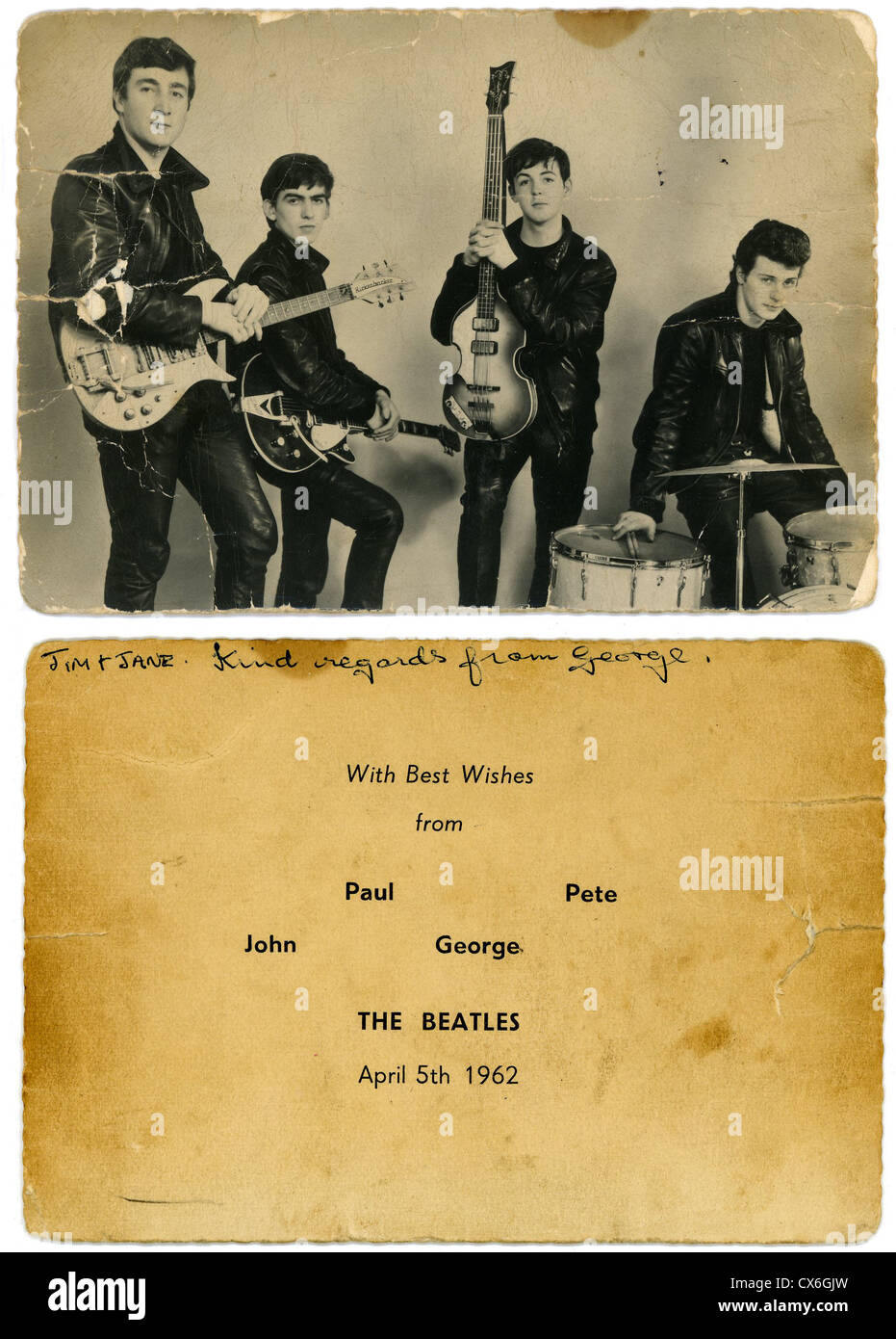 000498 - Les Beatles début 1962 Carte Promotionnelle Banque D'Images
