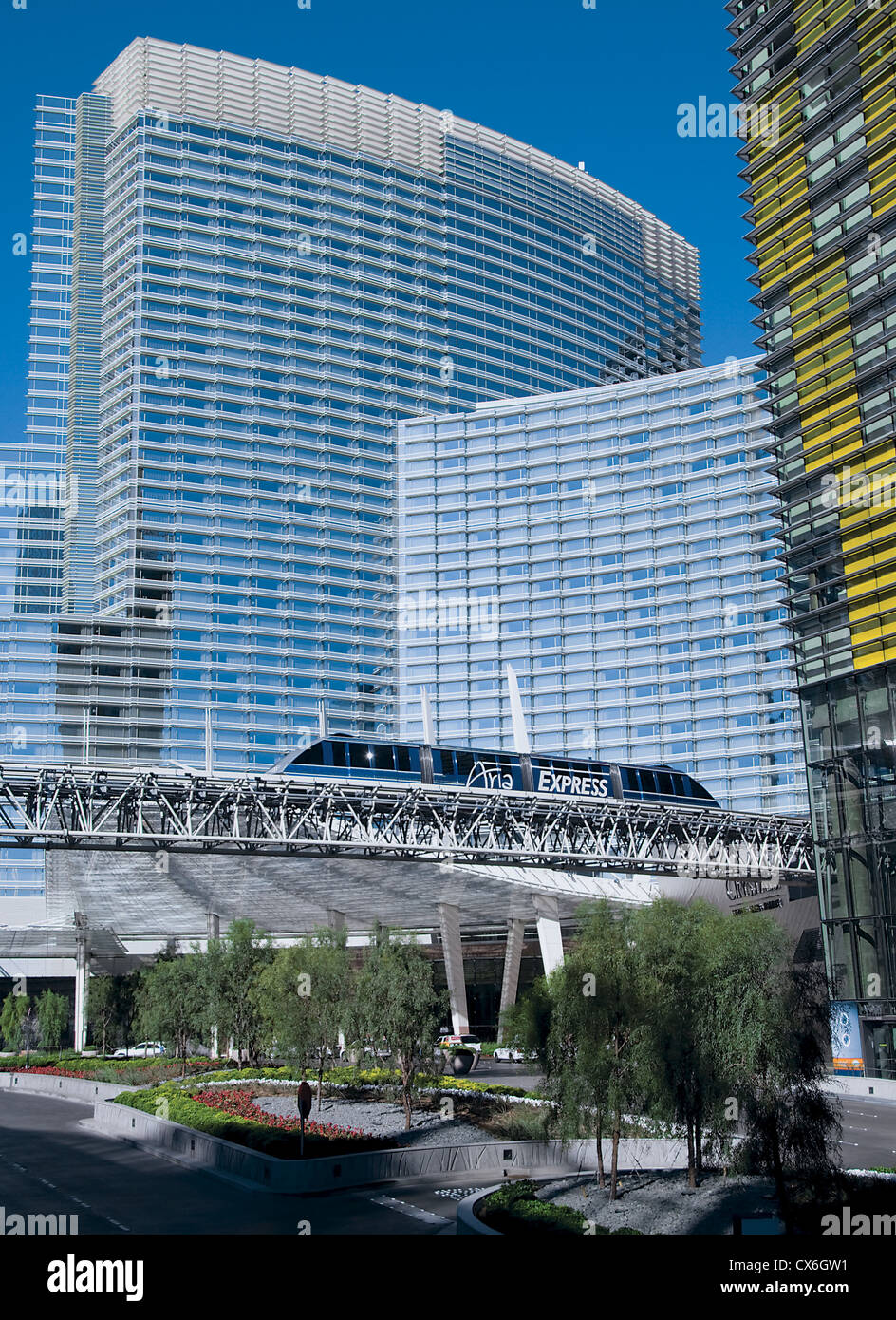 CityCenter tramway en face de l'Aria Resort and Casino Banque D'Images