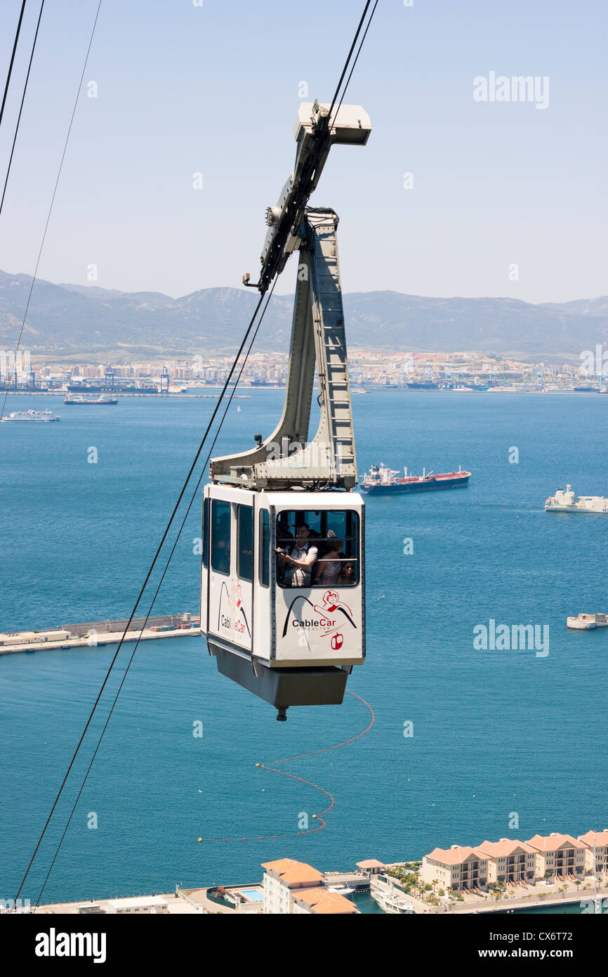 Photo de télécabine sur le rocher de Gibraltar. Banque D'Images