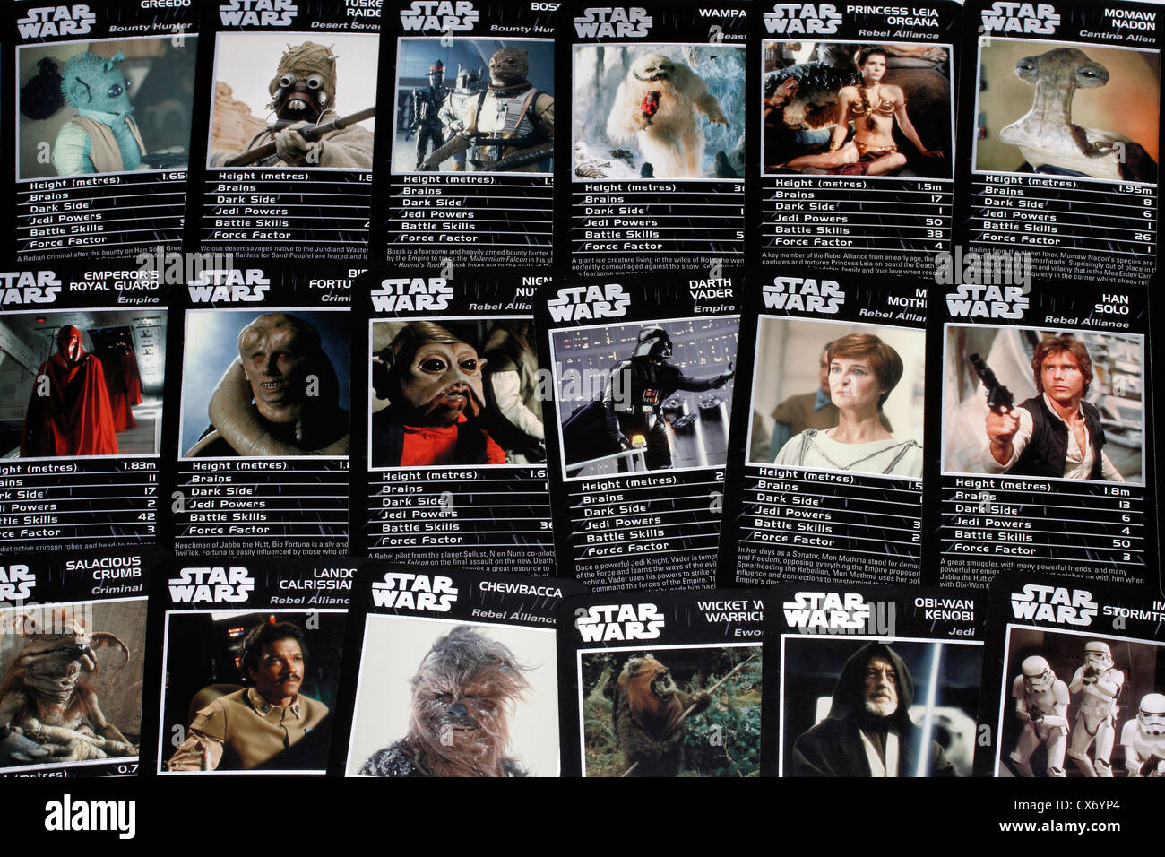 Top Trumps Star Wars episodes IV-VI cartes collector Banque D'Images