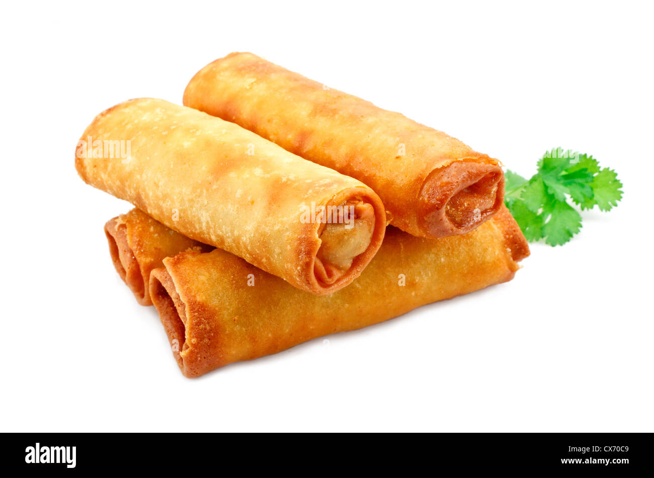 Rouleaux de printemps aux légumes chinois un grand ordre à côté des restaurants chinois Banque D'Images