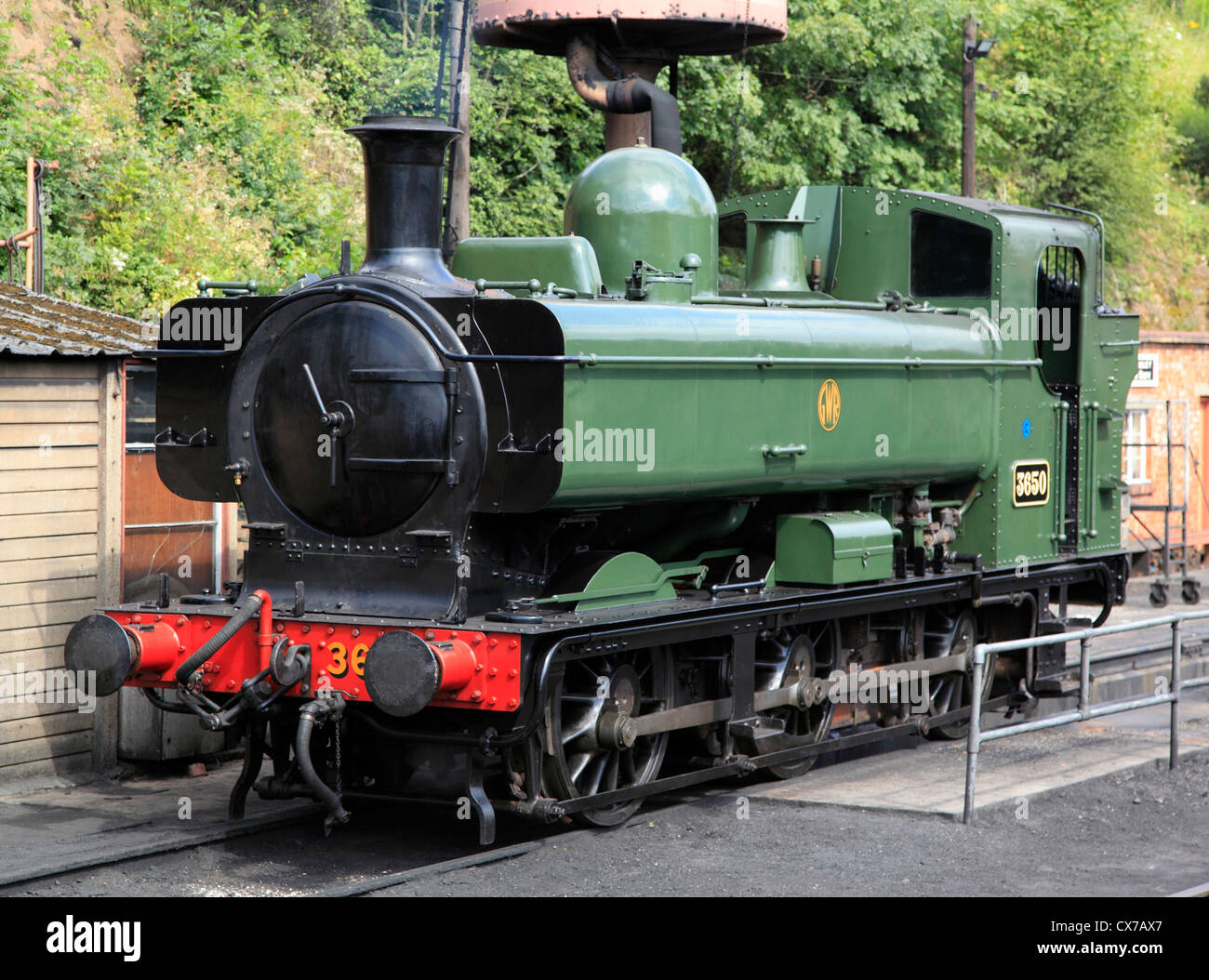 Réservoir de pannier n°3650 0-6-0 locomotive à vapeur de la vallée de la Severn Blakebrook Gare, Worcestershire, Angleterre. Banque D'Images
