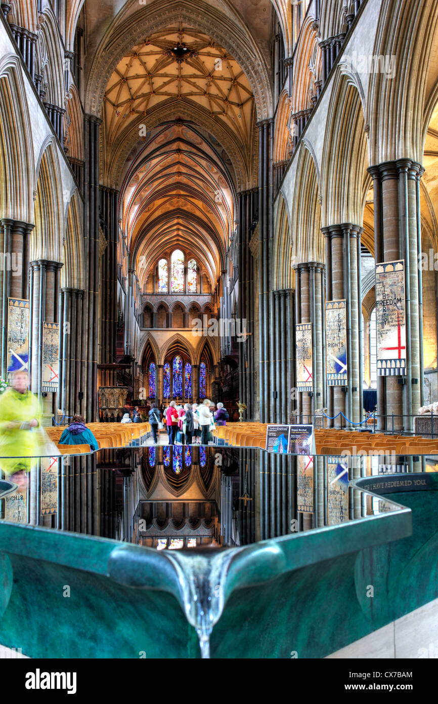 La cathédrale de Salisbury, Salisbury, Wiltshire, Royaume-Uni Banque D'Images