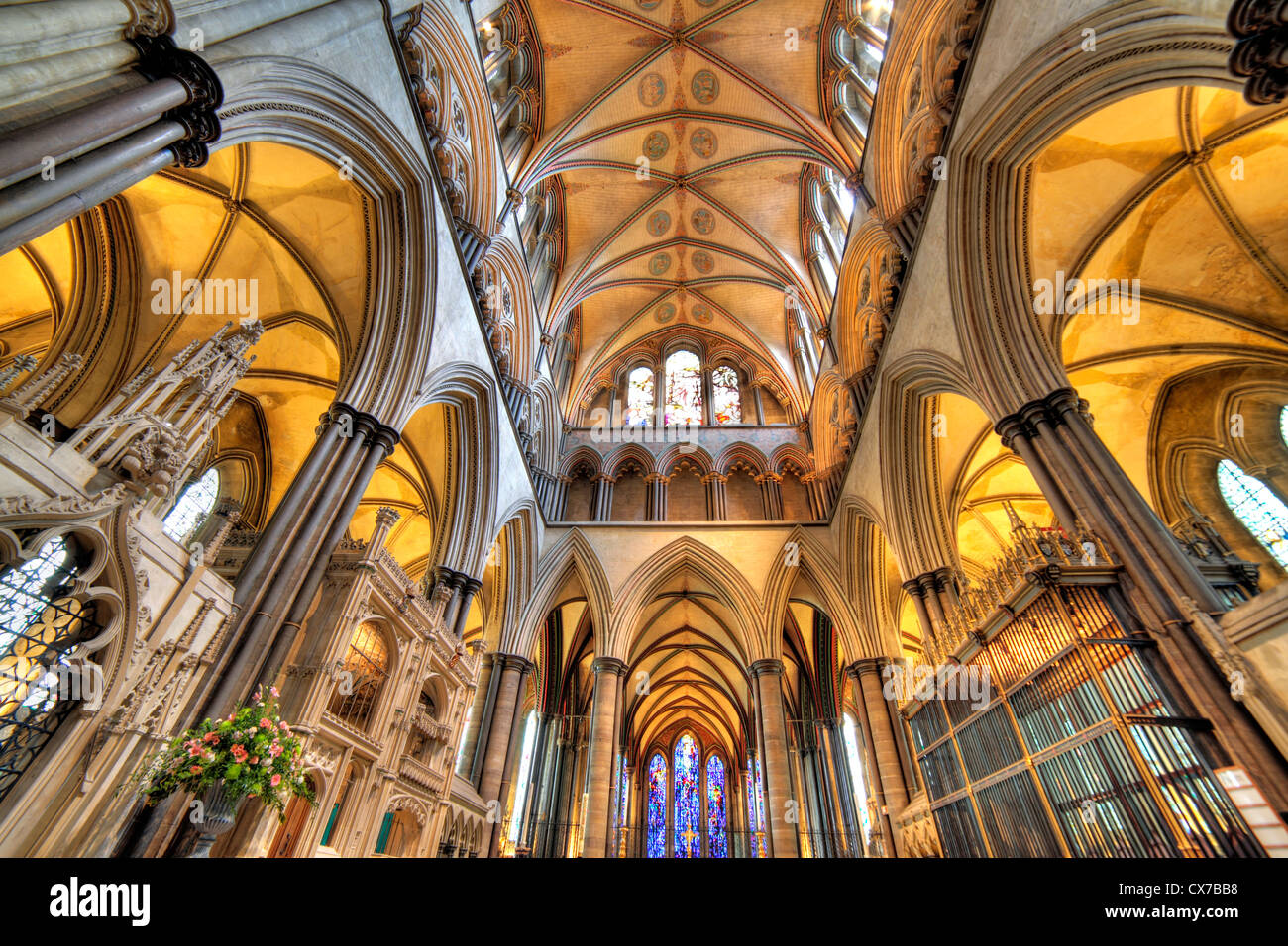 La cathédrale de Salisbury, Salisbury, Wiltshire, Royaume-Uni Banque D'Images