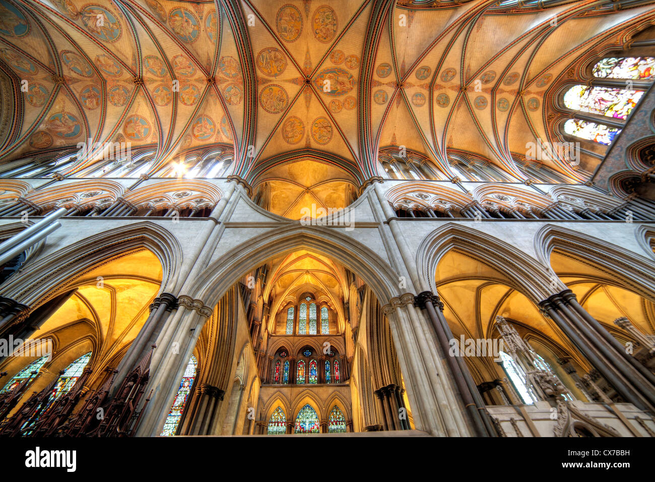 La cathédrale de Salisbury, Salisbury, Wiltshire, Royaume-Uni Banque D'Images