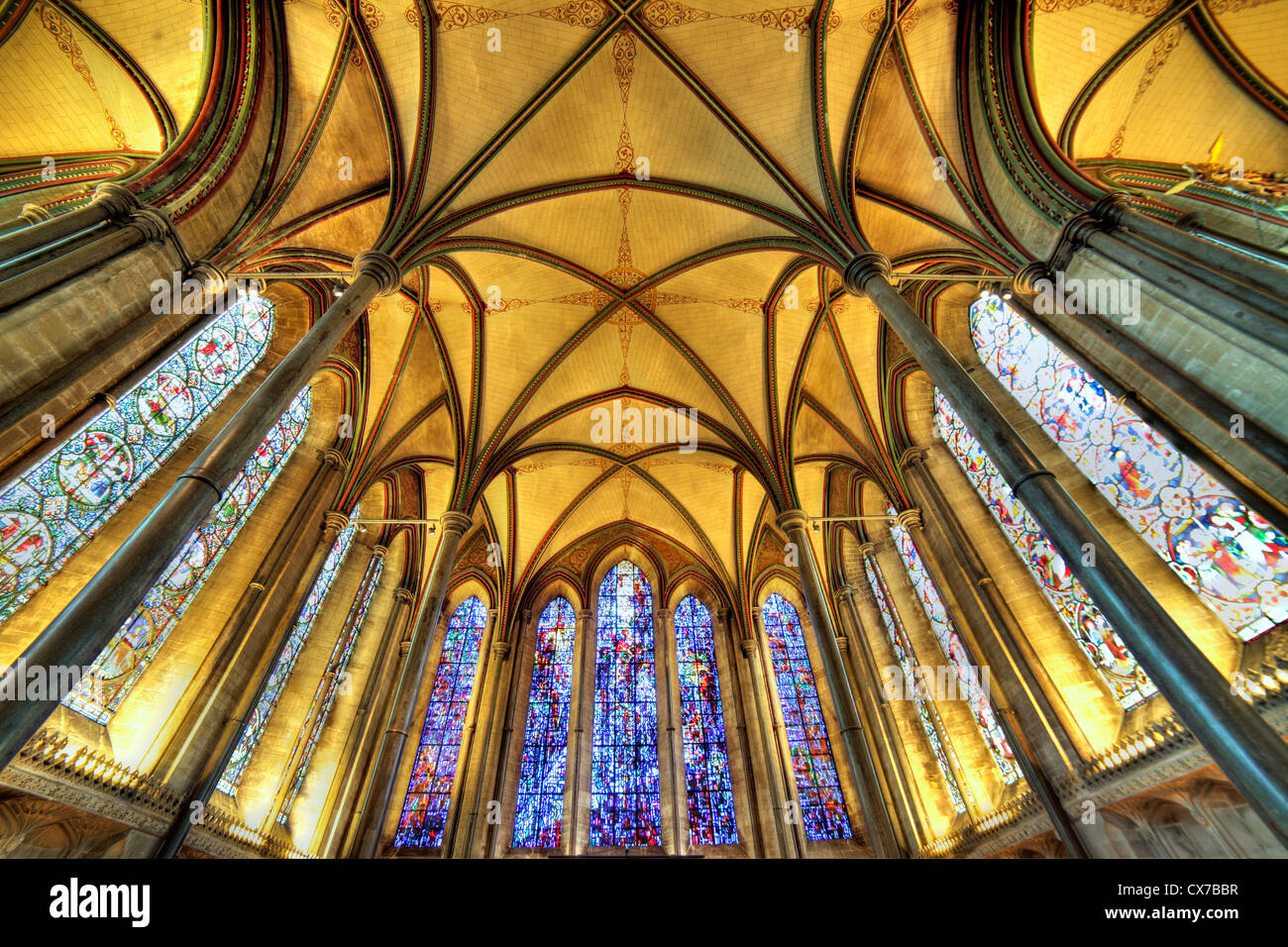 La cathédrale de Salisbury, Salisbury, Wiltshire, Royaume-Uni Banque D'Images