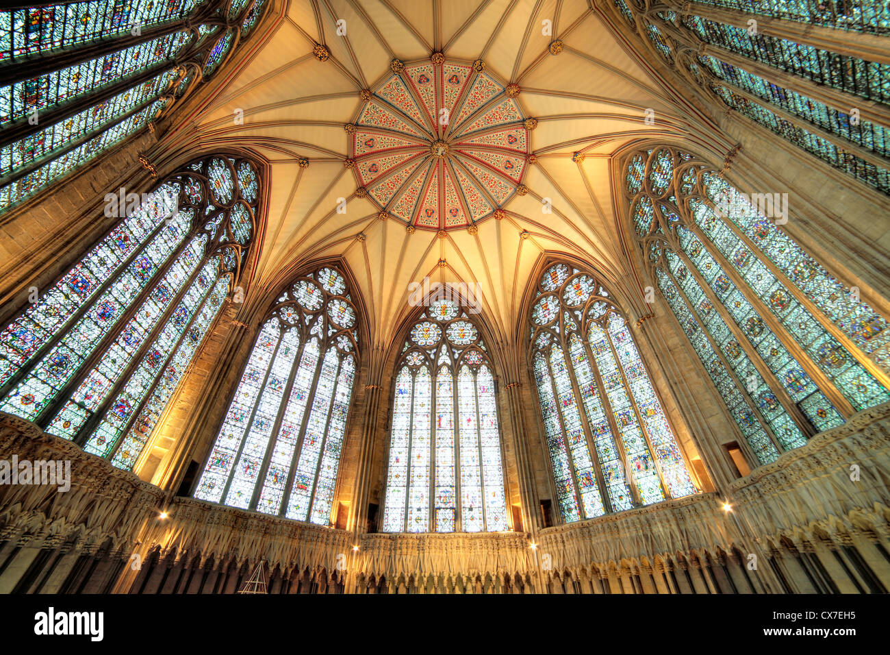 La chapter House, York Minster, York, North Yorkshire, Angleterre, Royaume-Uni Banque D'Images