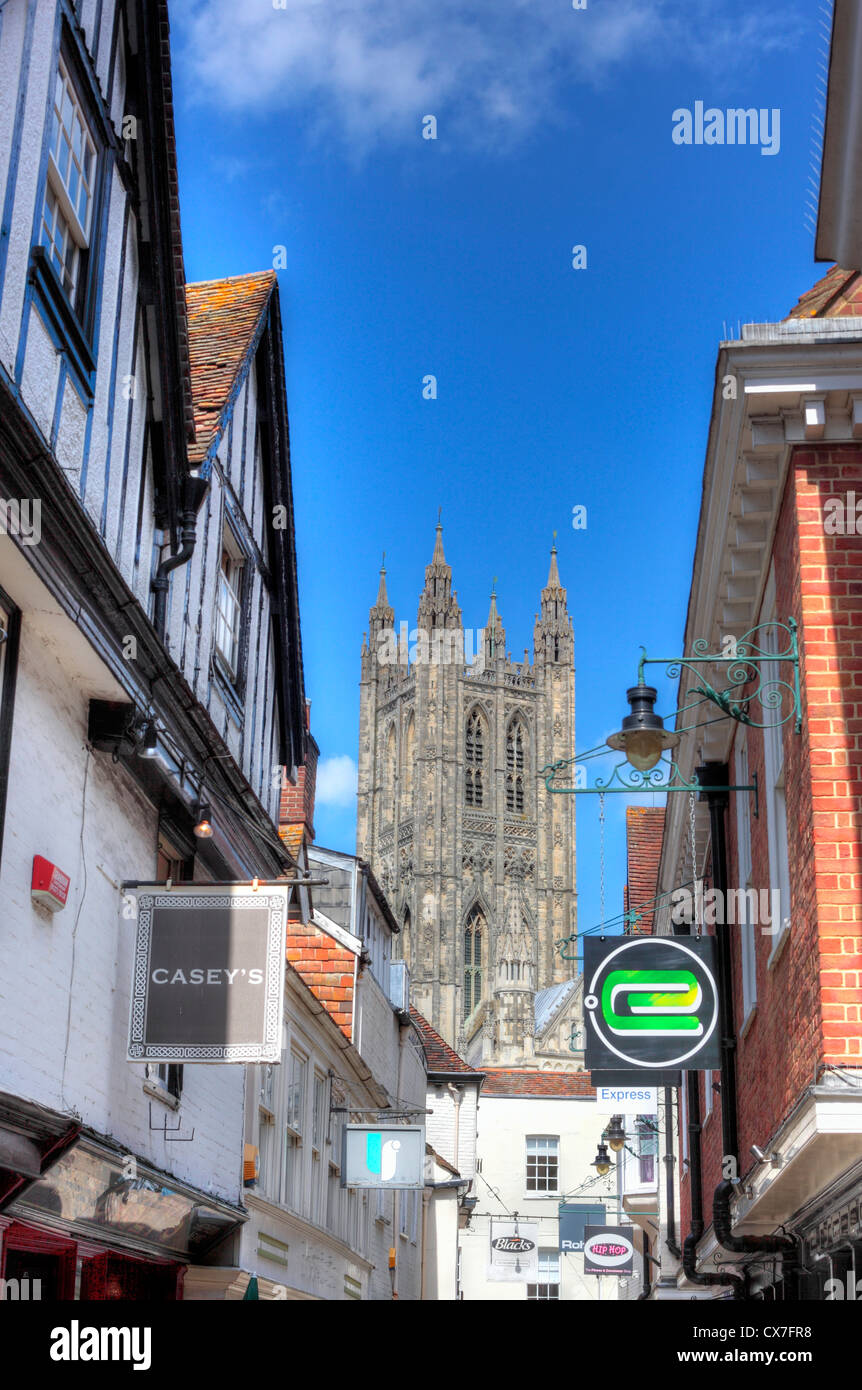 Street dans la vieille ville, Canterbury, Kent, England, UK Banque D'Images