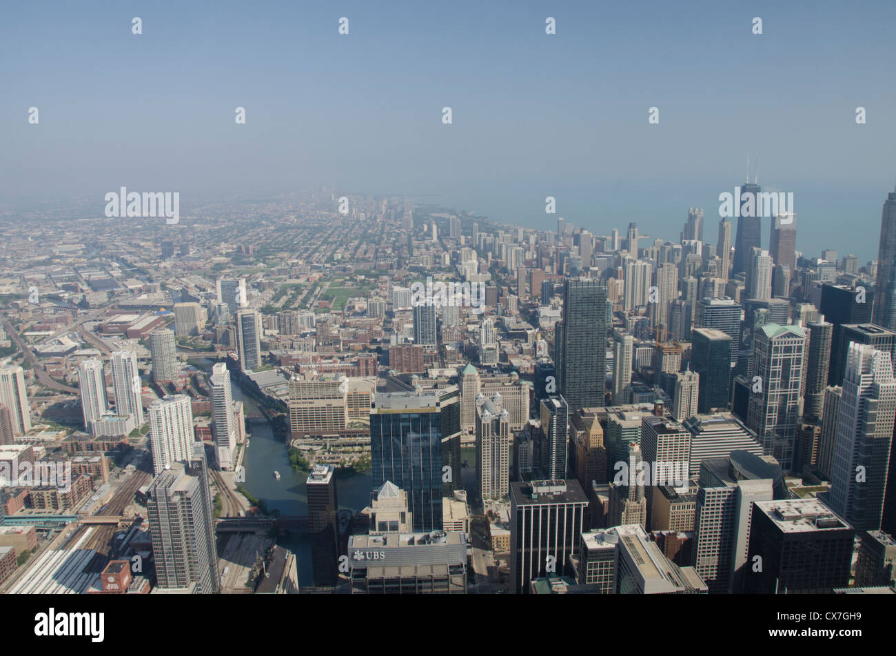 L'Illinois, Chicago, Willis Tower (aka la Sears Tower). Le centre-ville de Chicago Chicago Pont vue du ciel, 103 étages au-dessus de la ville. Banque D'Images