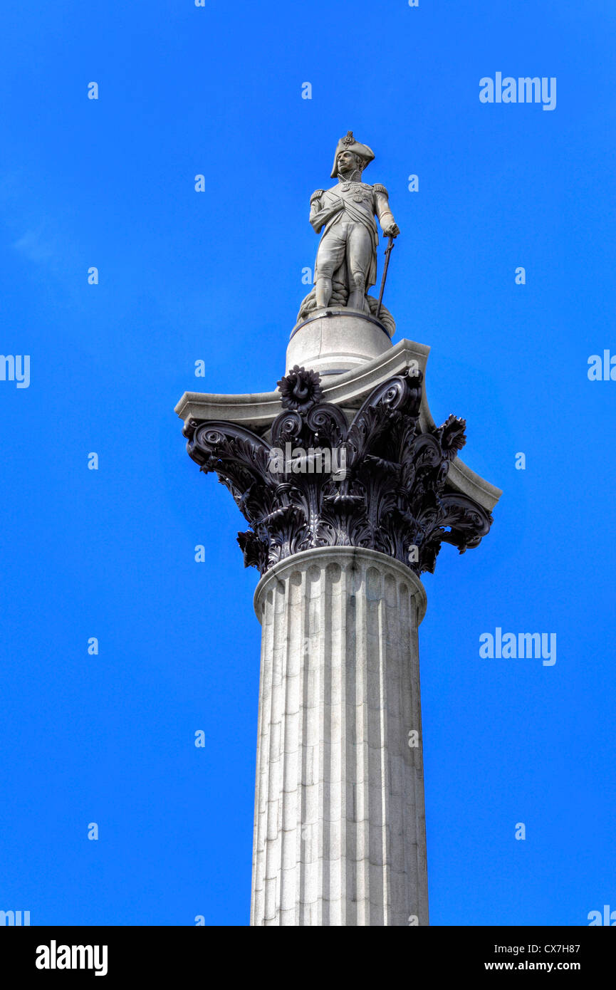 La colonne Nelson, Trafalgar Square, Londres, UK Banque D'Images