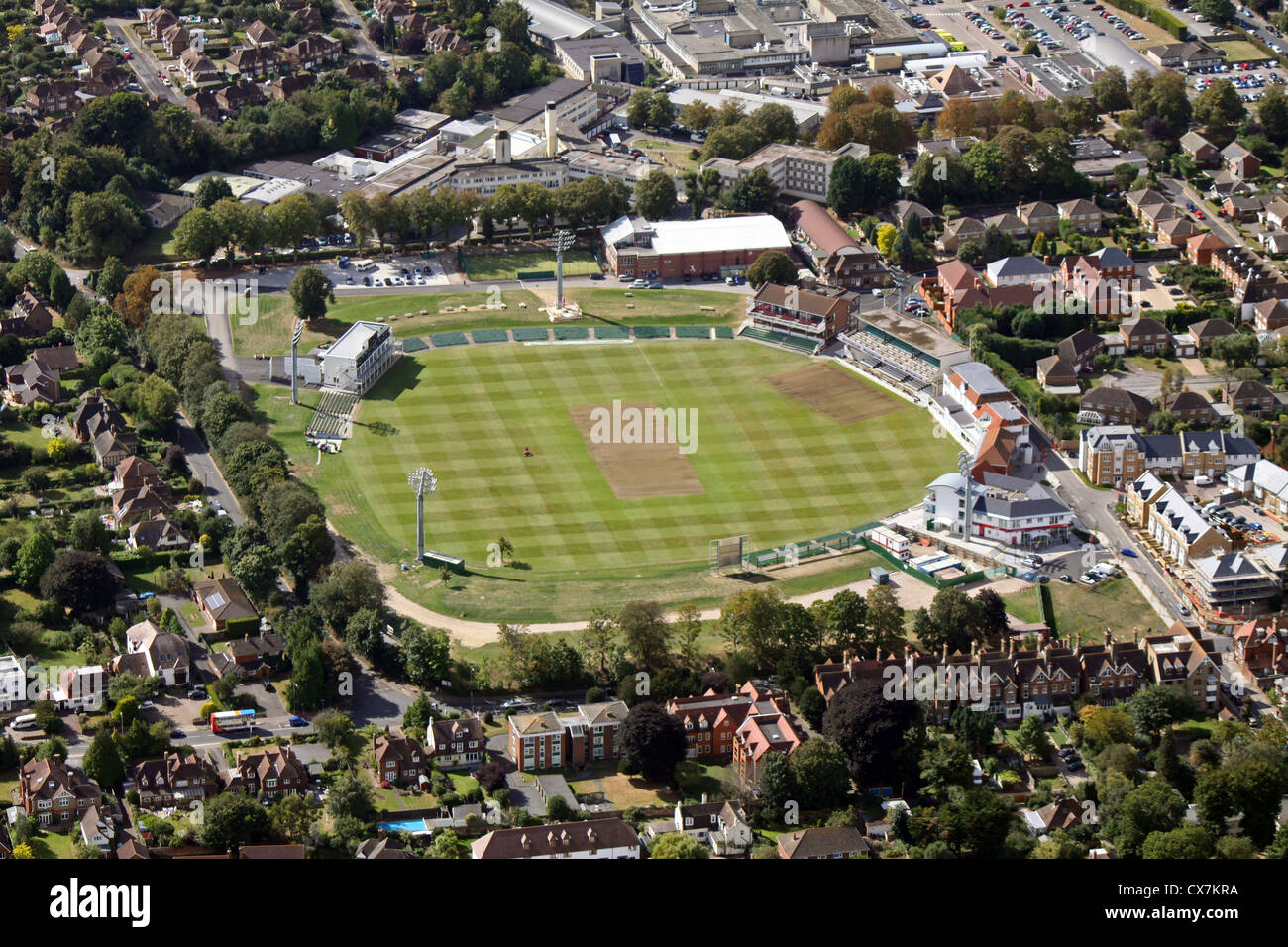 Vue aérienne de la St Lawrence Ground accueil de Kent County Cricket Club à Canterbury Banque D'Images