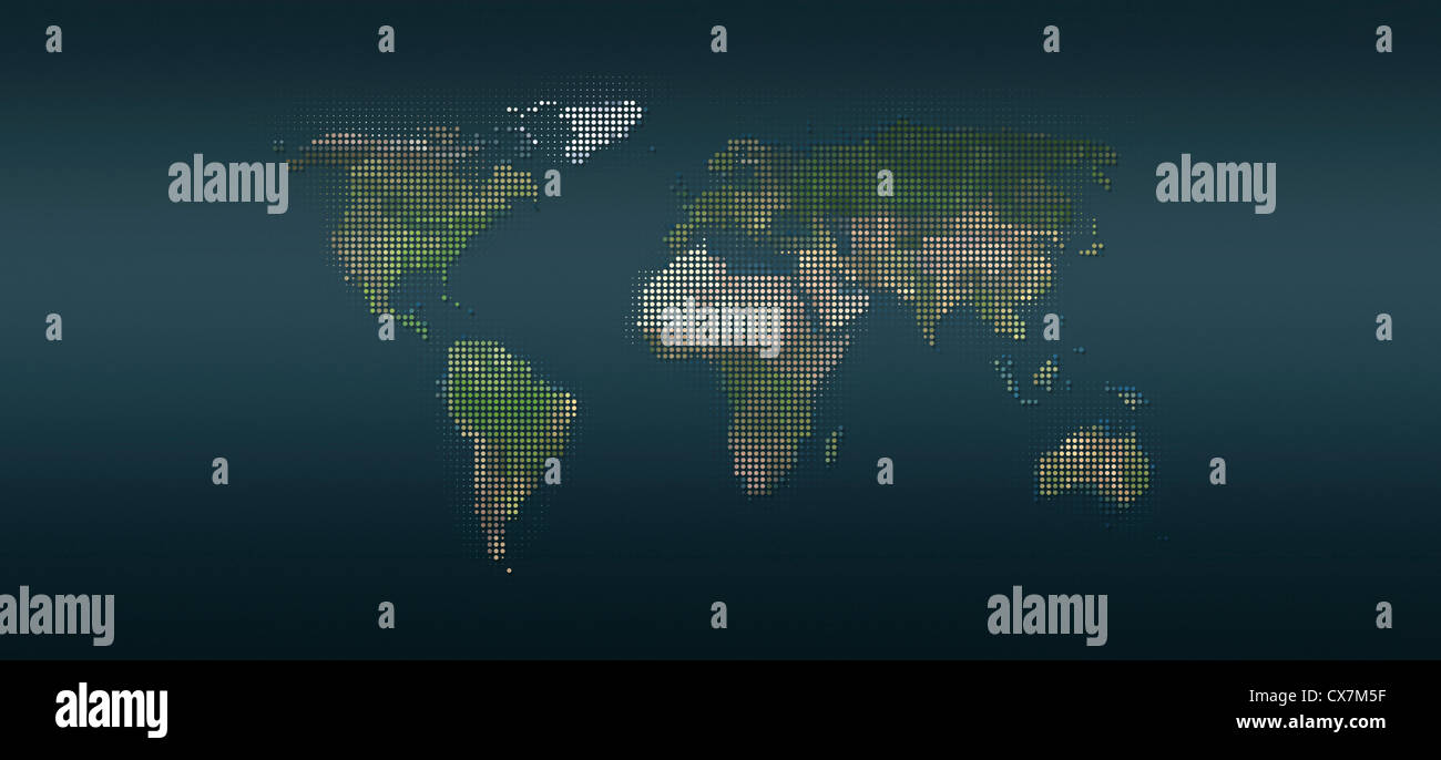 Carte du monde en points contre un abstract background Banque D'Images