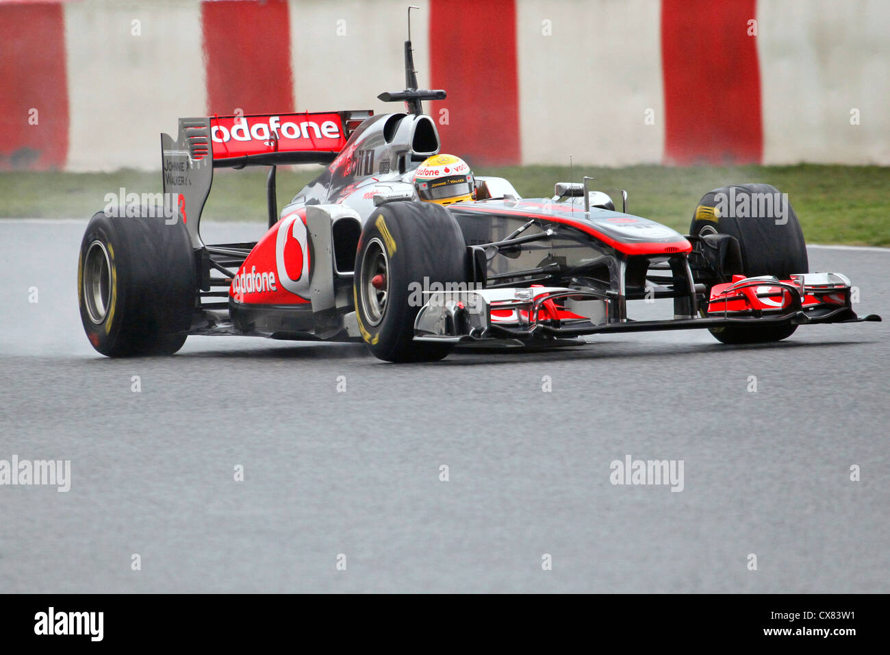 Lewis Hamilton McLaren Mercedes pour conduite en 2011 au circuit de Montmelo à Barcelone, Espagne Banque D'Images