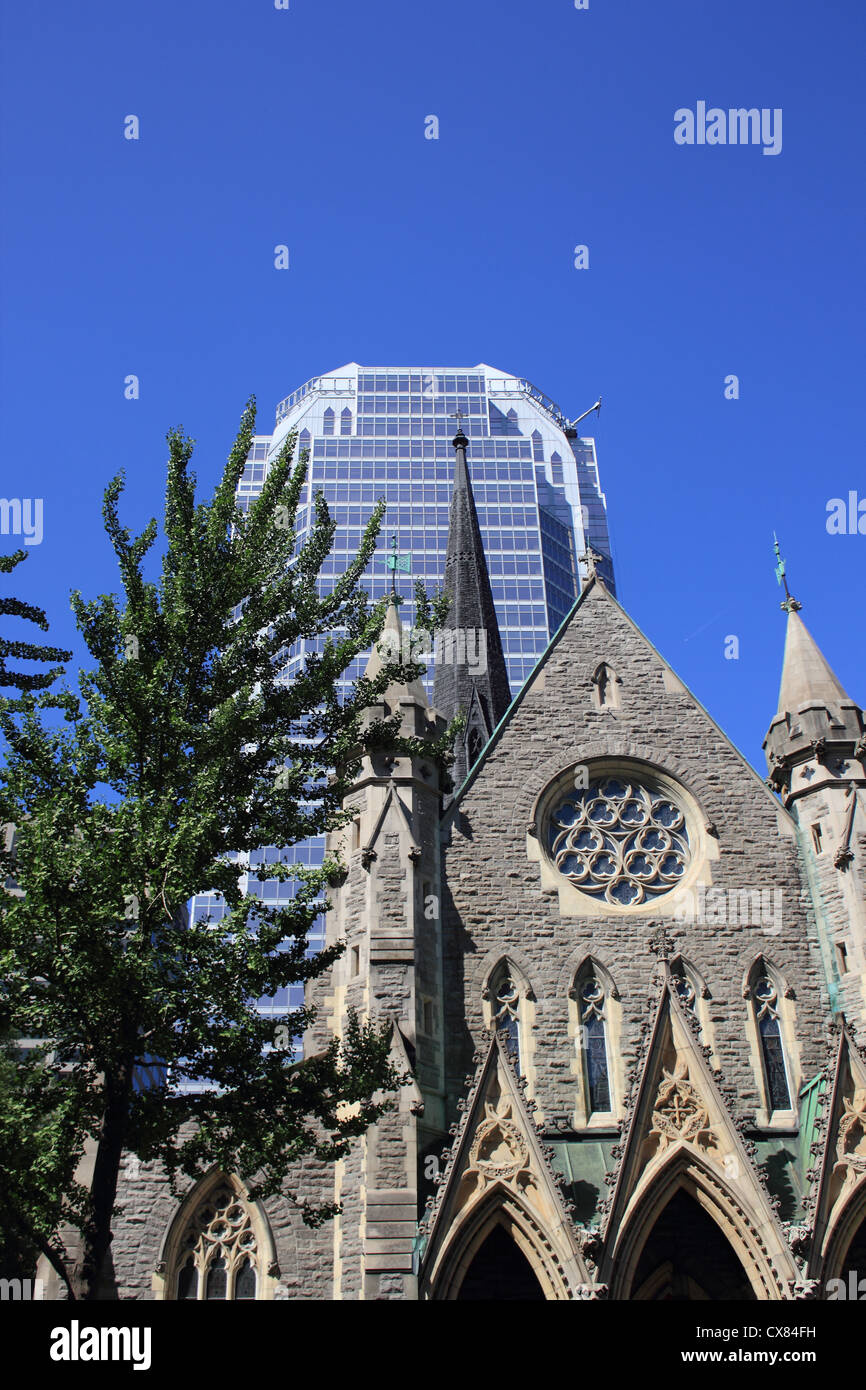 Canada, Québec, Montréal, Christ Church, cathédrale anglicane, gratte-ciel Banque D'Images