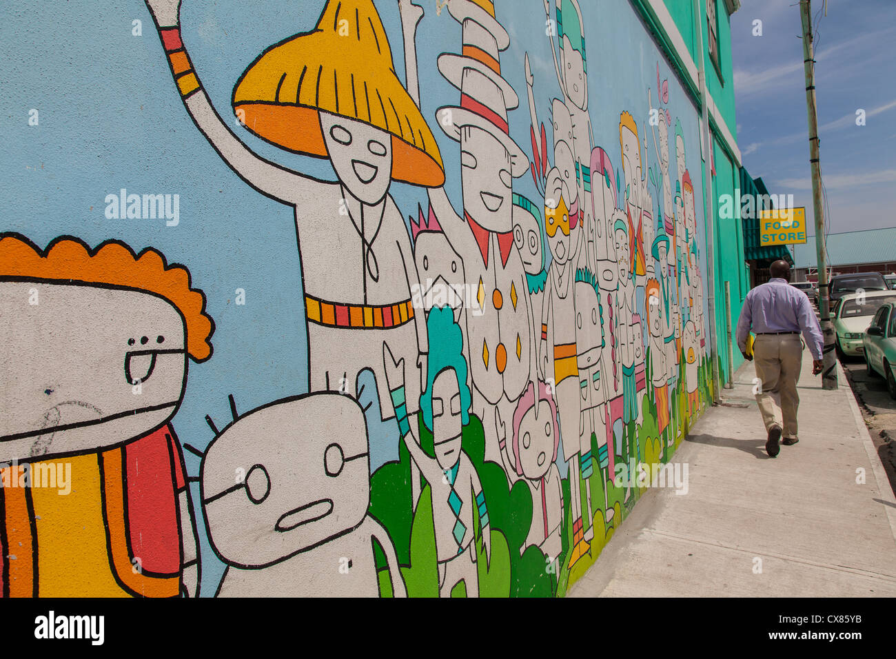 Une fresque murale au centre-ville de Nassau, aux Bahamas. Banque D'Images