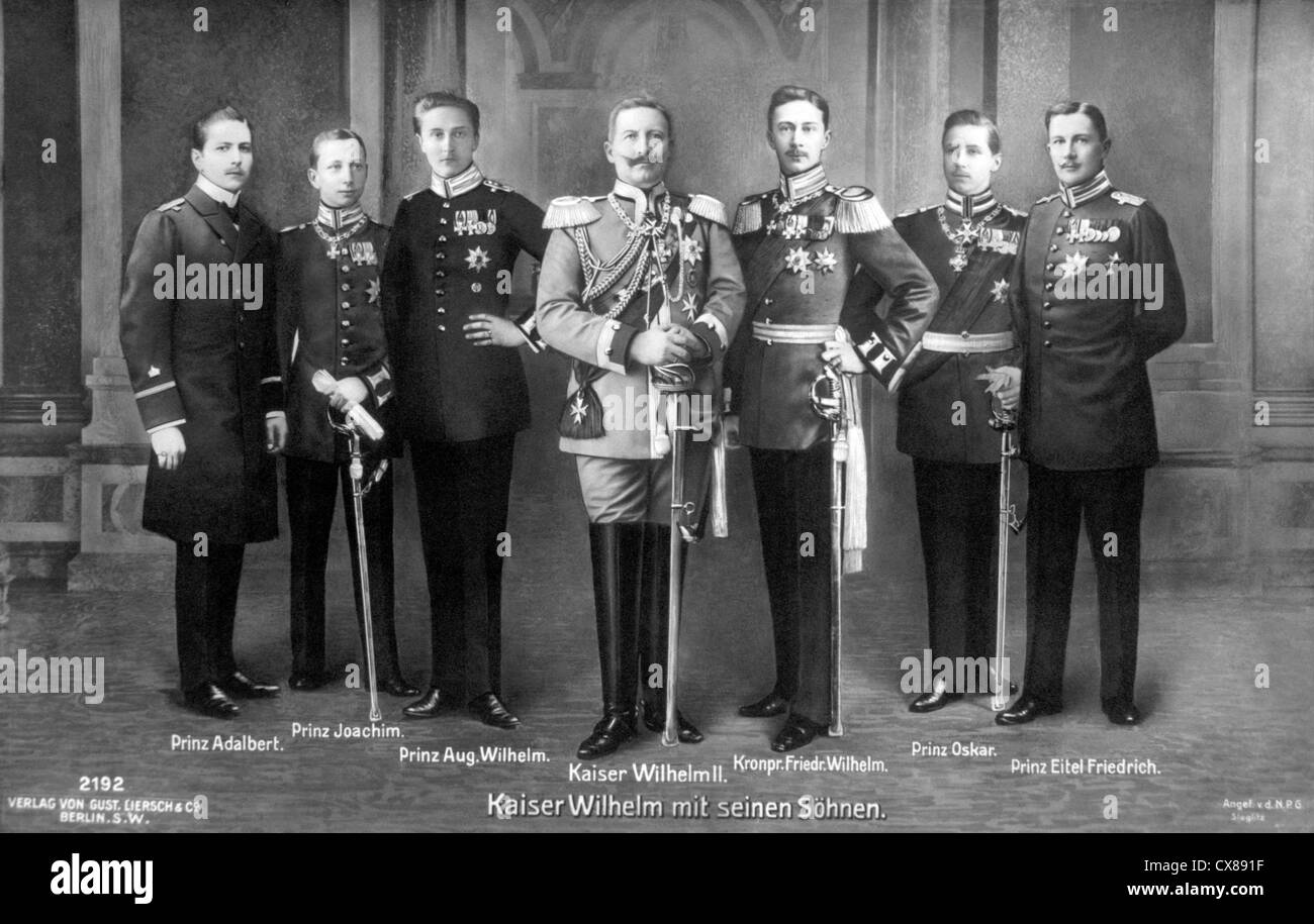 Le kaiser Guillaume II et ses six-Sons-In Droit, Portrait Banque D'Images
