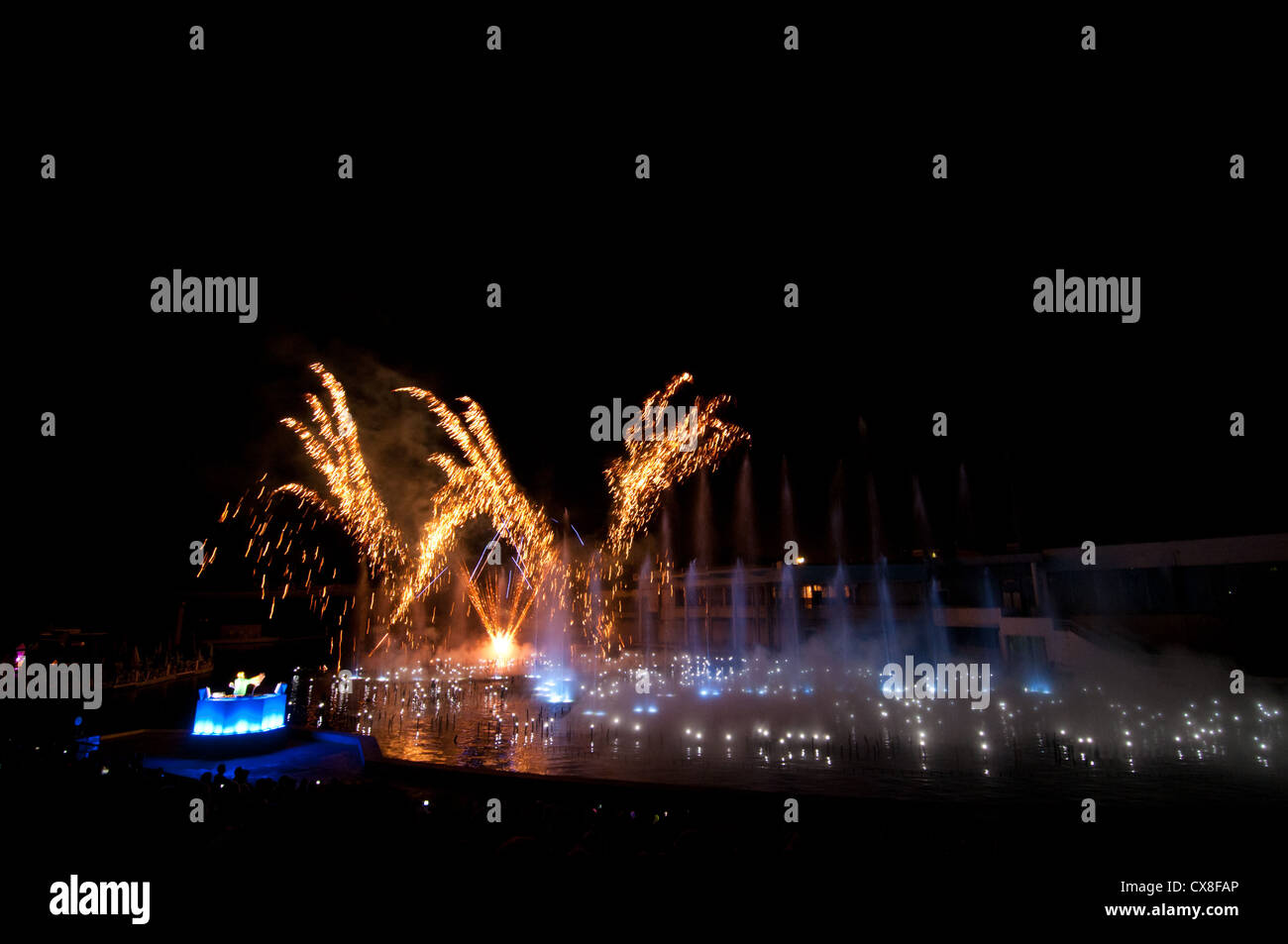 Futuroscope d'artifice. Poitiers, Vienne, Poitou-Charentes, France. Banque D'Images