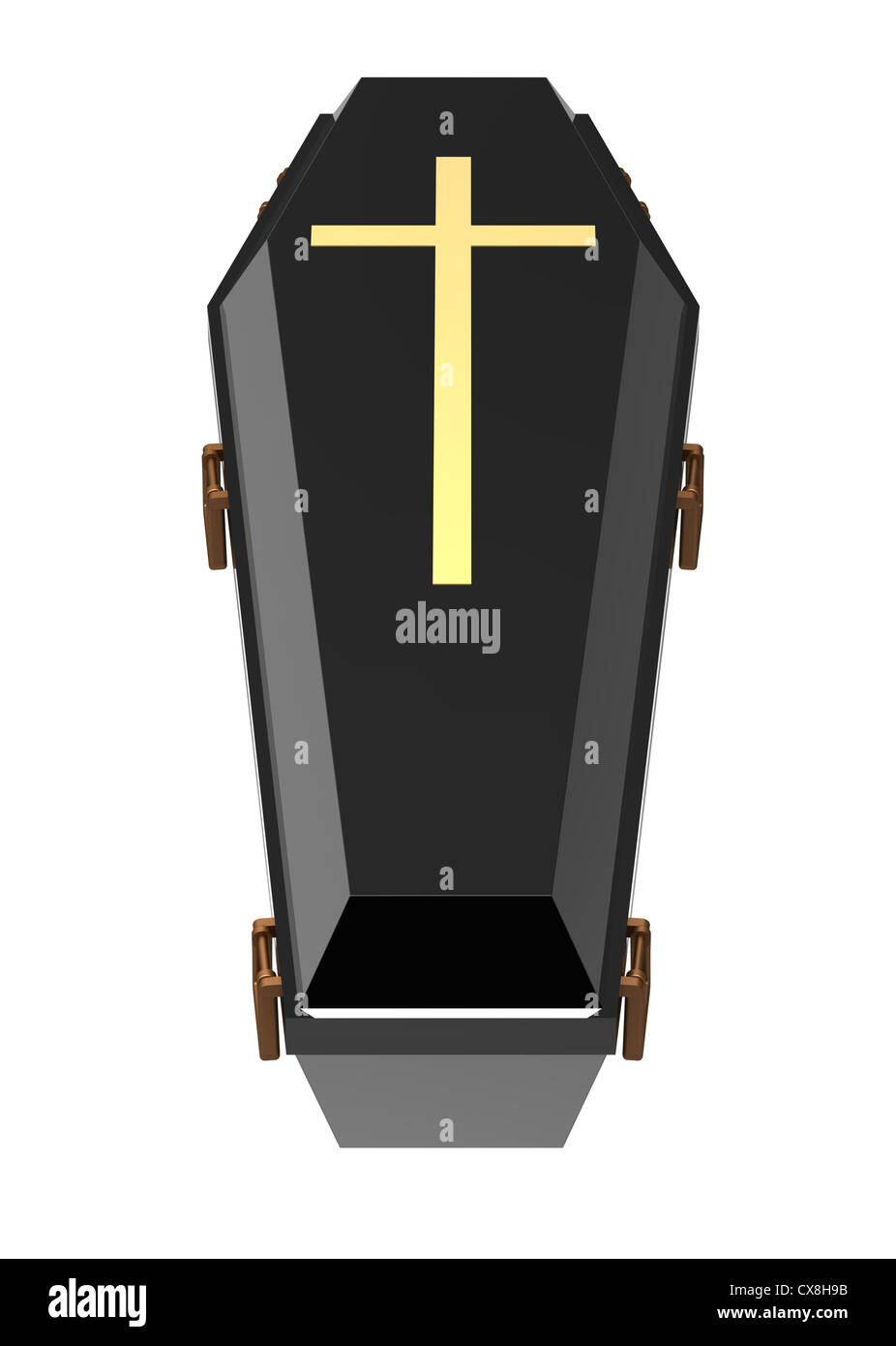 Cercueil noir, isolé sur blanc, 3D render Banque D'Images