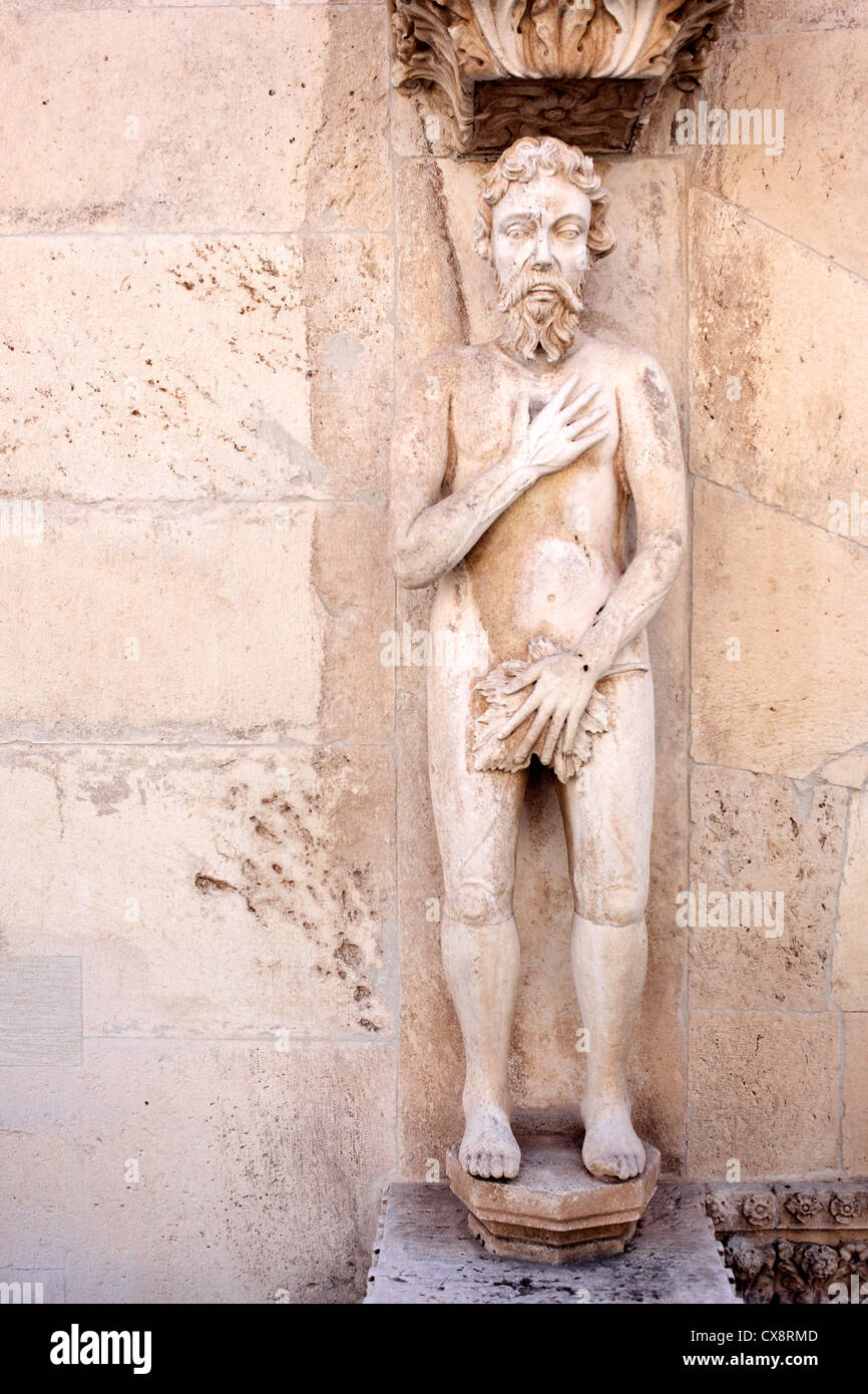 Statue de Adam, Cathédrale de Saint James, Sibenik, Croatie, Dalmatie Banque D'Images