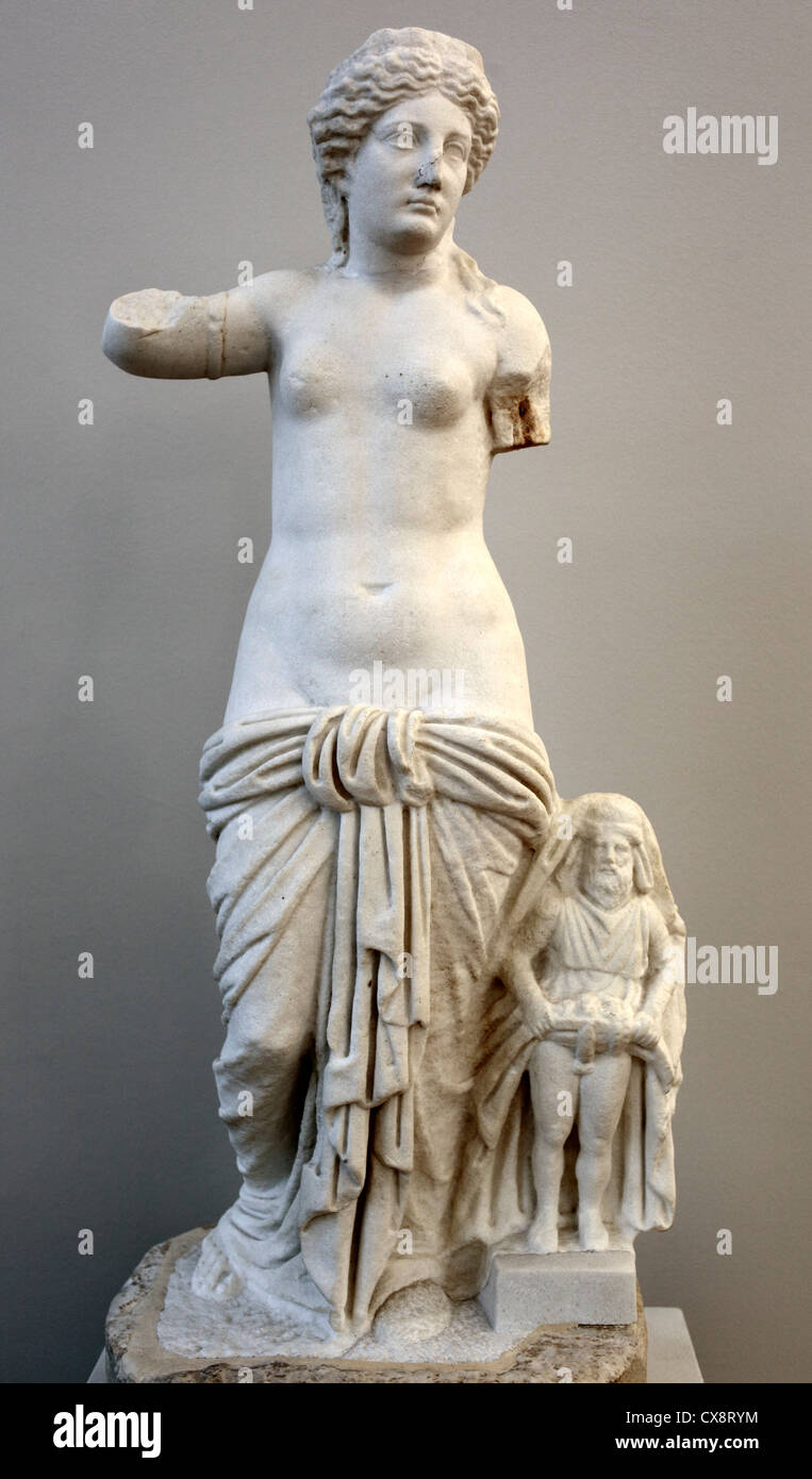 Statue de Vénus Ansotica avec Priape, en (1er siècle), musée archéologique, Split, Dalmatie, Croatie Banque D'Images