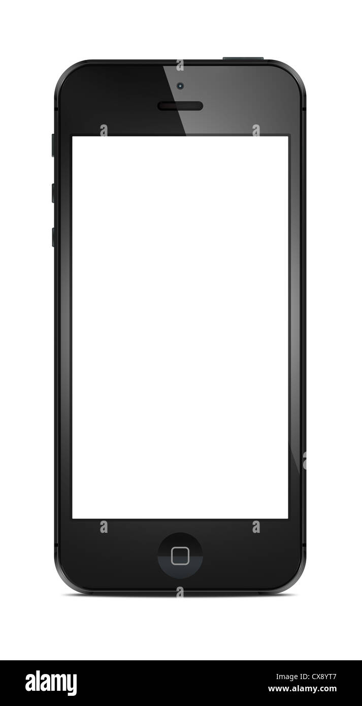Nouveau iPhone 5 avec écran blanc isolated on white Banque D'Images