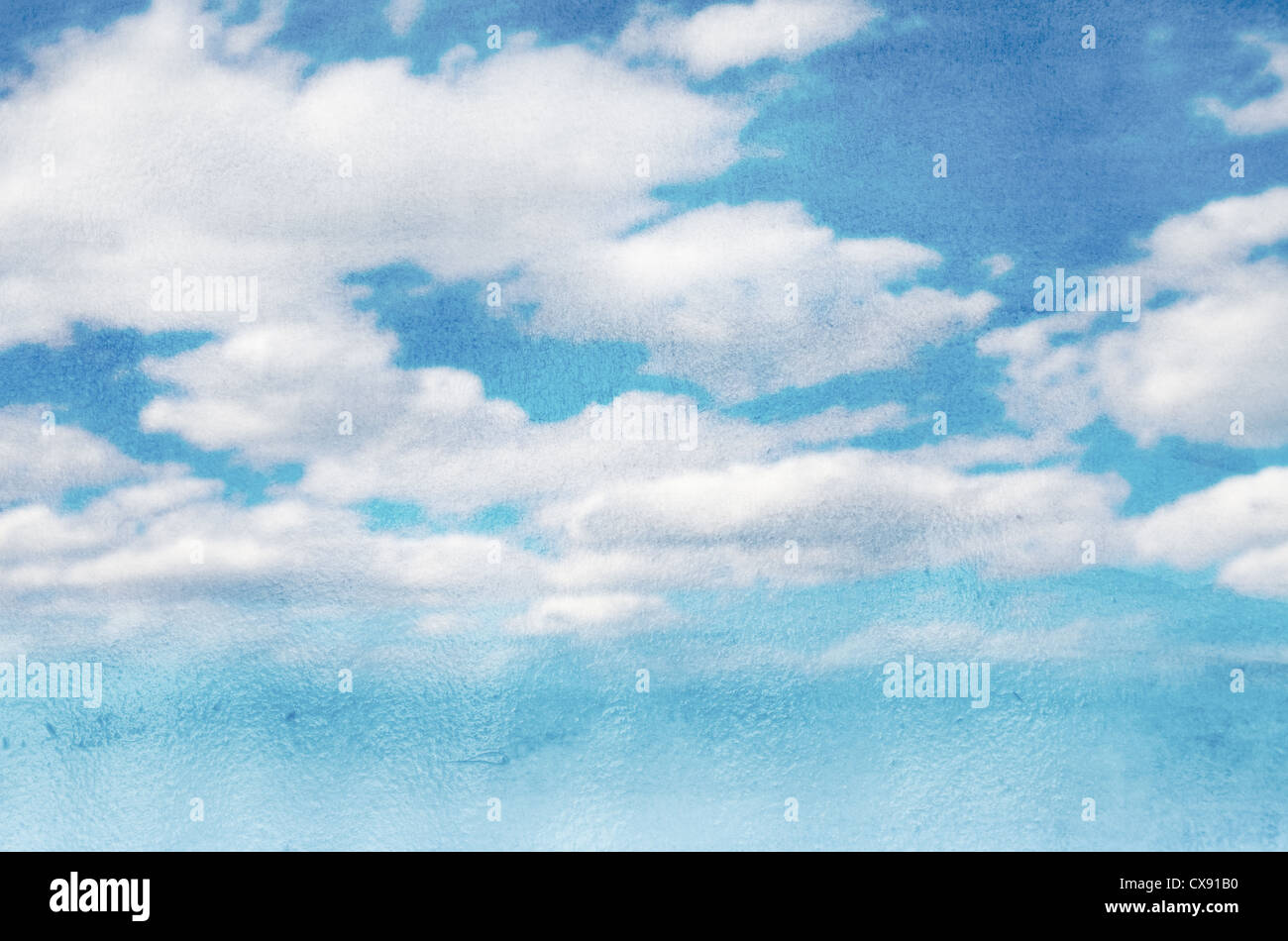 Ciel et nuages contexte aquarelle humide Banque D'Images