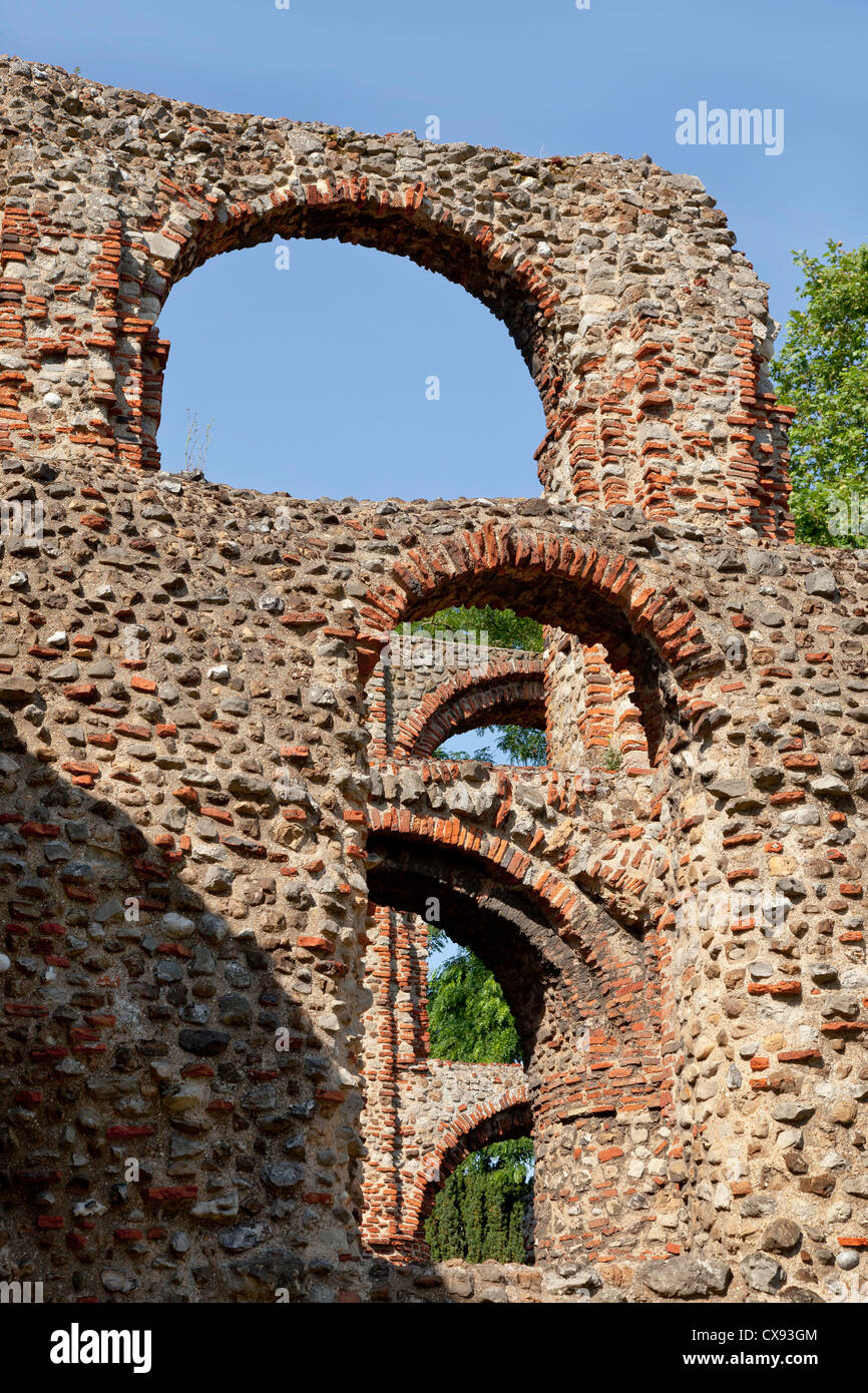 Ruines du Prieuré St Botolph, Colchester, Angleterre, la première église prieuré Augustin anglais. Banque D'Images