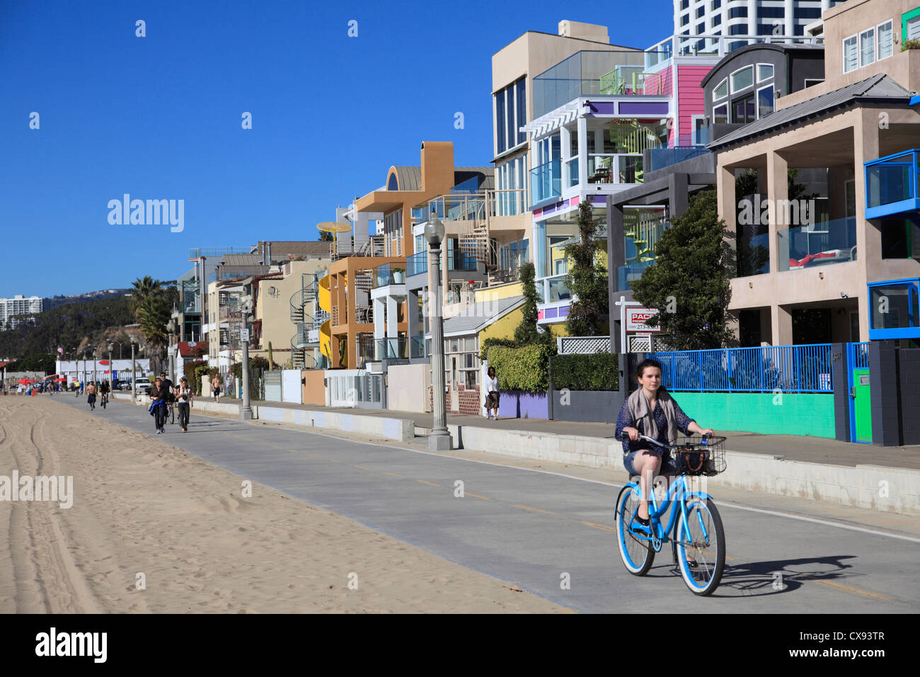 Le Strand, Maisons de Plage, Santa Monica, Los Angeles, Californie, USA Banque D'Images