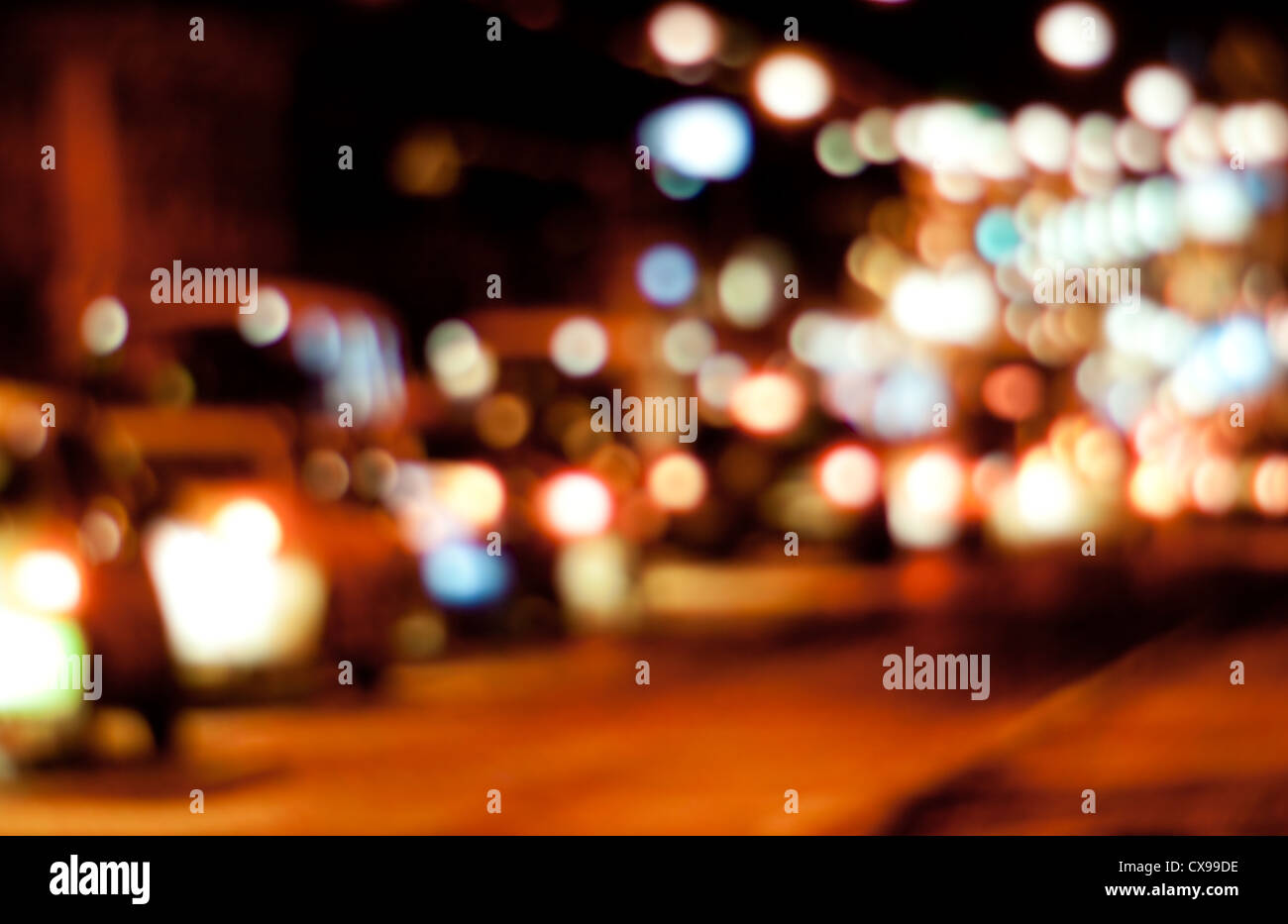 Scène de nuit urbaine floue Banque D'Images