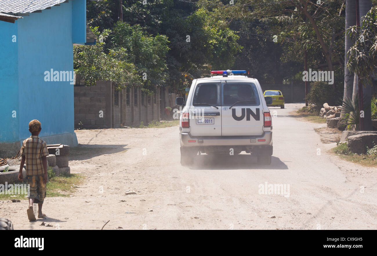 Véhicule de l'ONU Organisation des Nations Unies, à Dili, au Timor oriental Banque D'Images