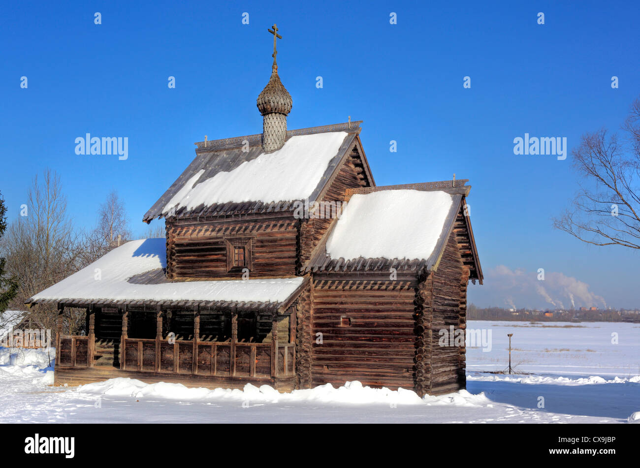 Église de la Dormition (1599), Musée de l'architecture en bois, Vitoslavlicy Veliky Novgorod, Novgorod Region, Russie Banque D'Images Église de la Dormition (1599), Musée de l'architecture en bois, Vitoslavlicy Veliky Novgorod, Novgorod Region, Russie Banque D'Images