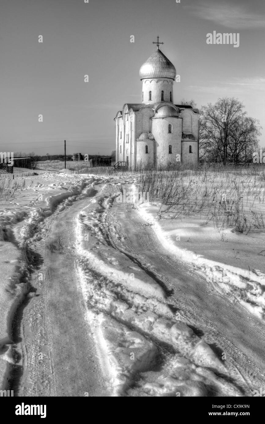 Eglise du Sauveur sur Nereditsa Hill (1198), Veliki Novgorod, Novgorod Region, Russie Banque D'Images