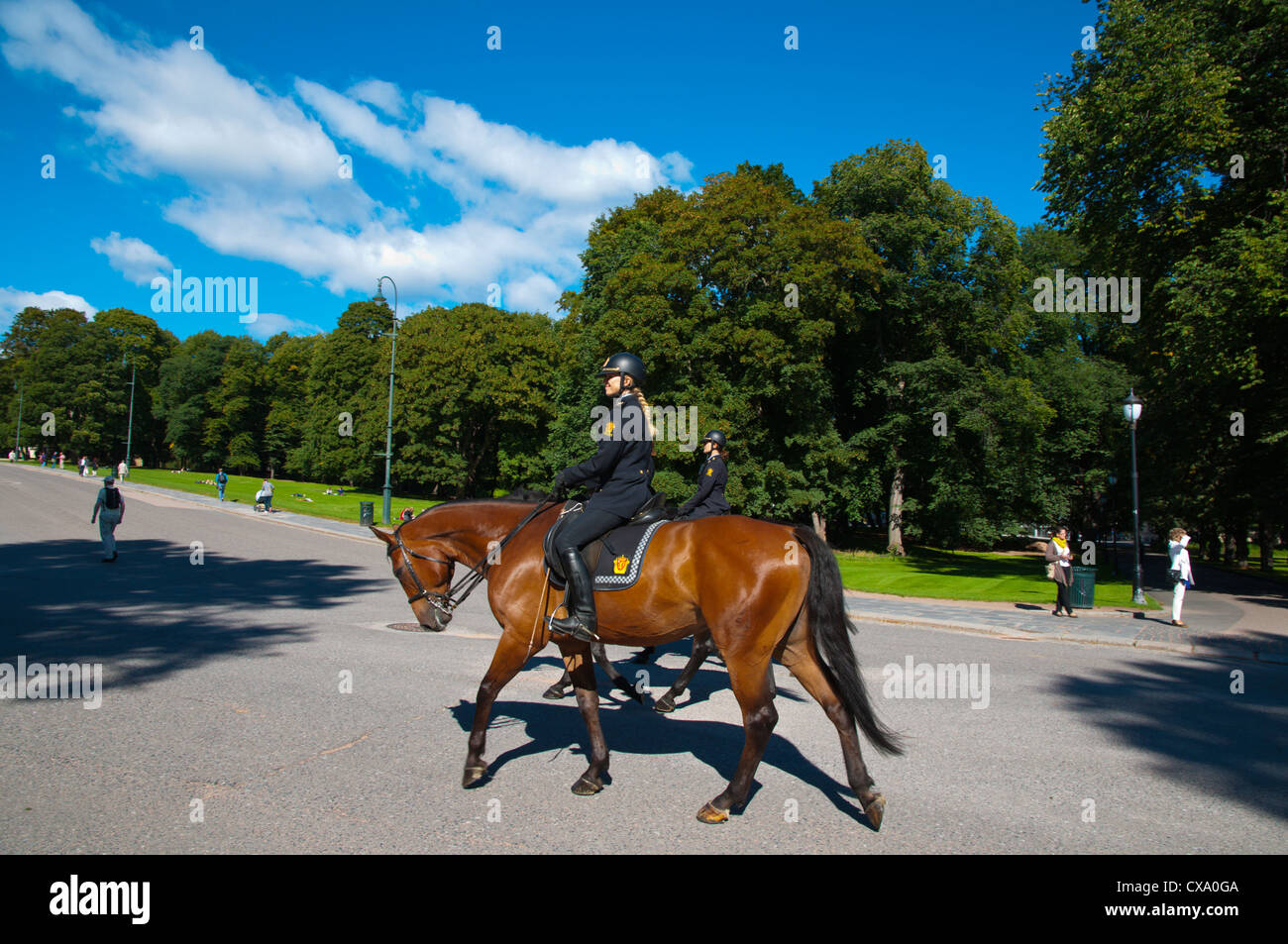 Relève de la garde devant le Palais Royal en Slottspark les jardins du palais central Sentrum Oslo Norvège Europe Banque D'Images