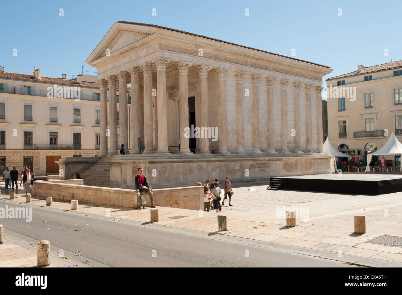Temple romain Maison Carrée Nîmes France Banque D'Images