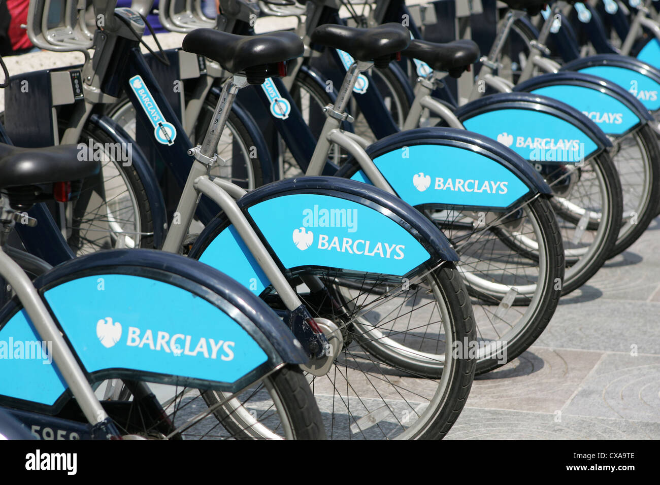 Location de vélos à Londres - parrainé par Barclays Cycle Hire à Londres - Green Lane, London. Banque D'Images