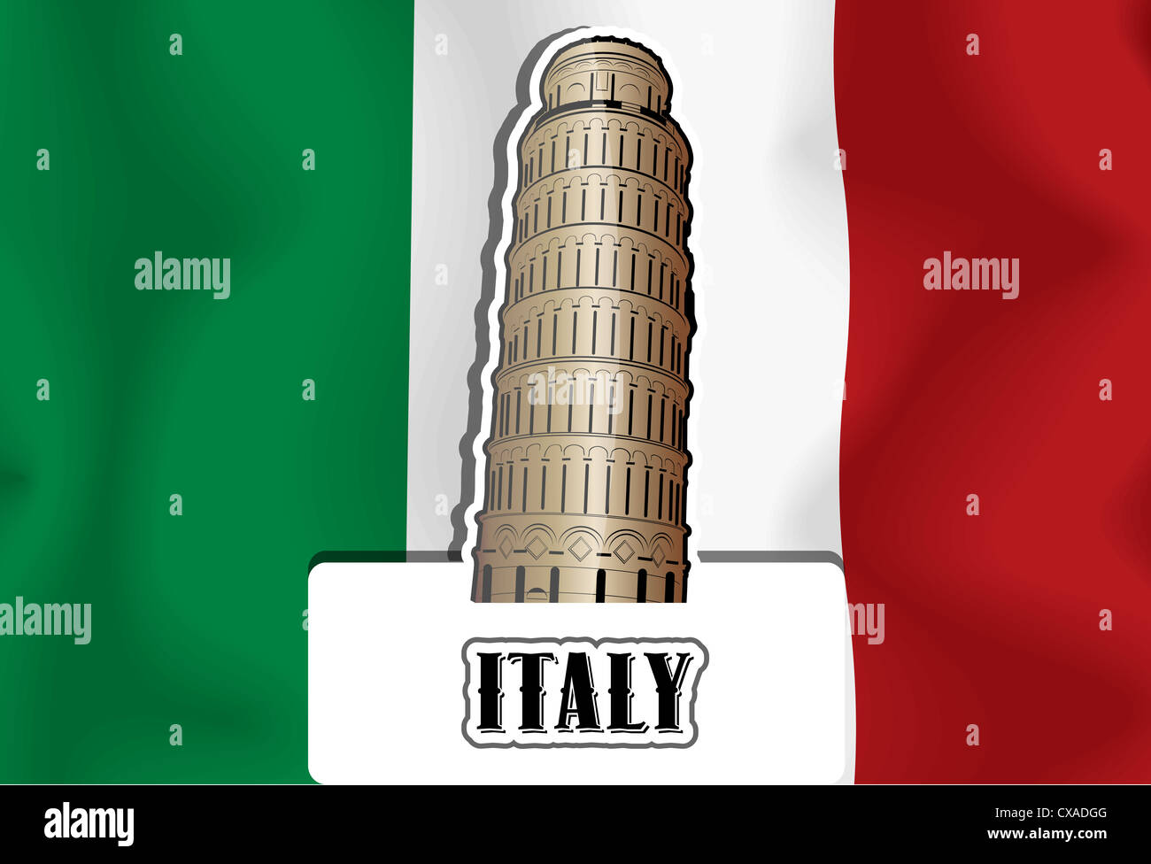 L'Italie, drapeau italien, Tour de Pise, vector illustration Banque D'Images