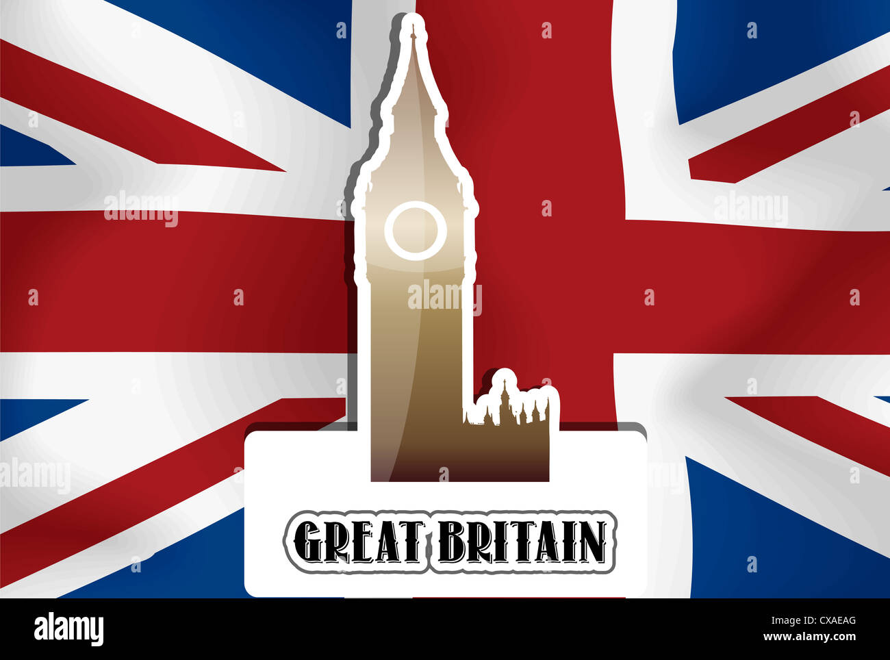 Royaume-uni, Grande Bretagne, drapeau britannique, Westminster Palace Tour de l'horloge, vector illustration Banque D'Images